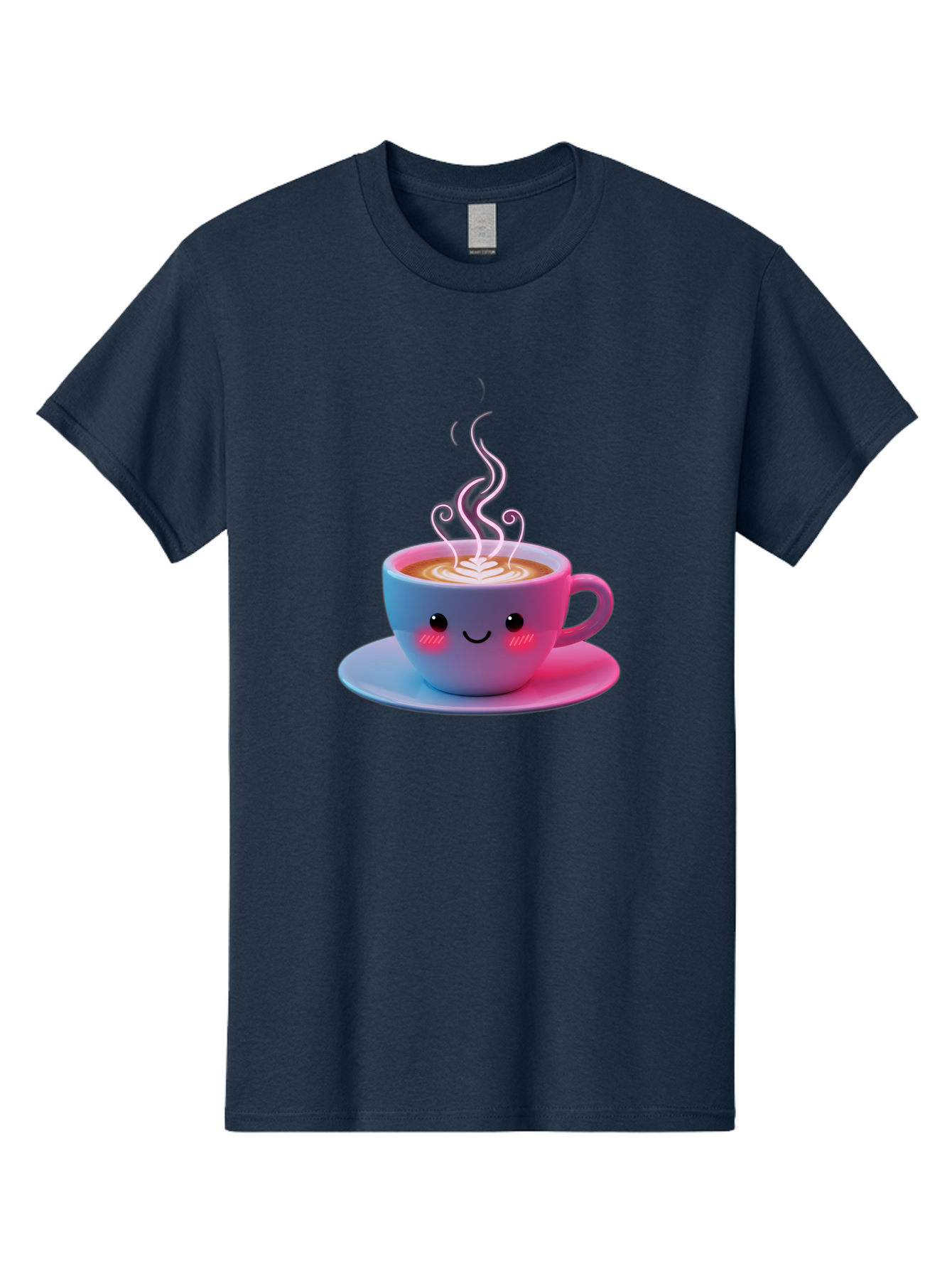 Smiling-Coffee-Mug Men'S Graphic Tee, 100% Cotton, Comfortable Casual Summer Wear, Machine Washable, Kawaii Coffee Cup, Steaming Hot Cappuccino, Latte Art, Smiling Face, Pink Cheeks, Adorable Design, Morning Coffee, Coffee Lover, Bac425 6
