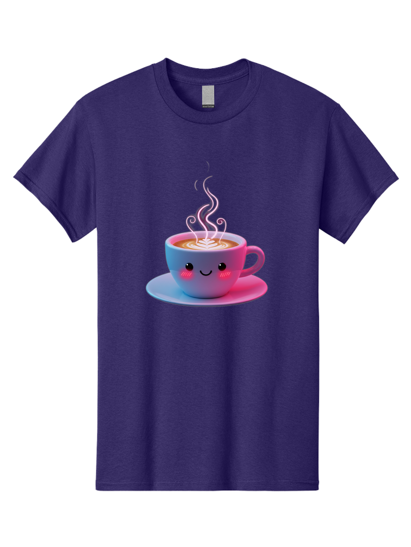 Smiling-Coffee-Mug Men'S Graphic Tee, 100% Cotton, Comfortable Casual Summer Wear, Machine Washable, Kawaii Coffee Cup, Steaming Hot Cappuccino, Latte Art, Smiling Face, Pink Cheeks, Adorable Design, Morning Coffee, Coffee Lover, Bac425 10