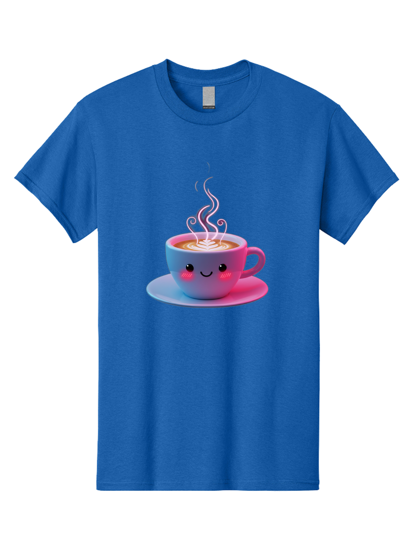 Smiling-Coffee-Mug Men'S Graphic Tee, 100% Cotton, Comfortable Casual Summer Wear, Machine Washable, Kawaii Coffee Cup, Steaming Hot Cappuccino, Latte Art, Smiling Face, Pink Cheeks, Adorable Design, Morning Coffee, Coffee Lover, Bac425 7