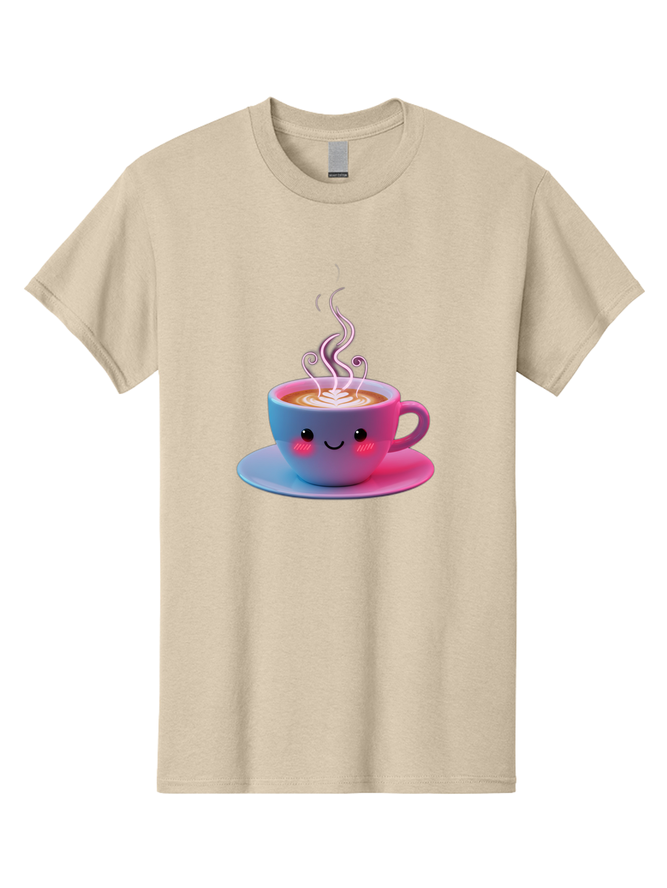 Smiling-Coffee-Mug Men'S Graphic Tee, 100% Cotton, Comfortable Casual Summer Wear, Machine Washable, Kawaii Coffee Cup, Steaming Hot Cappuccino, Latte Art, Smiling Face, Pink Cheeks, Adorable Design, Morning Coffee, Coffee Lover, Bac425 8