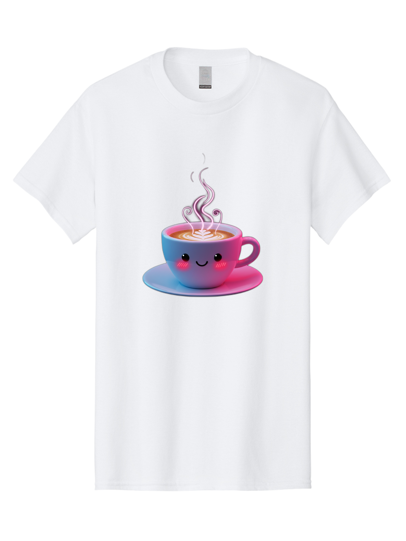 Smiling-Coffee-Mug Men'S Graphic Tee, 100% Cotton, Comfortable Casual Summer Wear, Machine Washable, Kawaii Coffee Cup, Steaming Hot Cappuccino, Latte Art, Smiling Face, Pink Cheeks, Adorable Design, Morning Coffee, Coffee Lover, Bac425 15