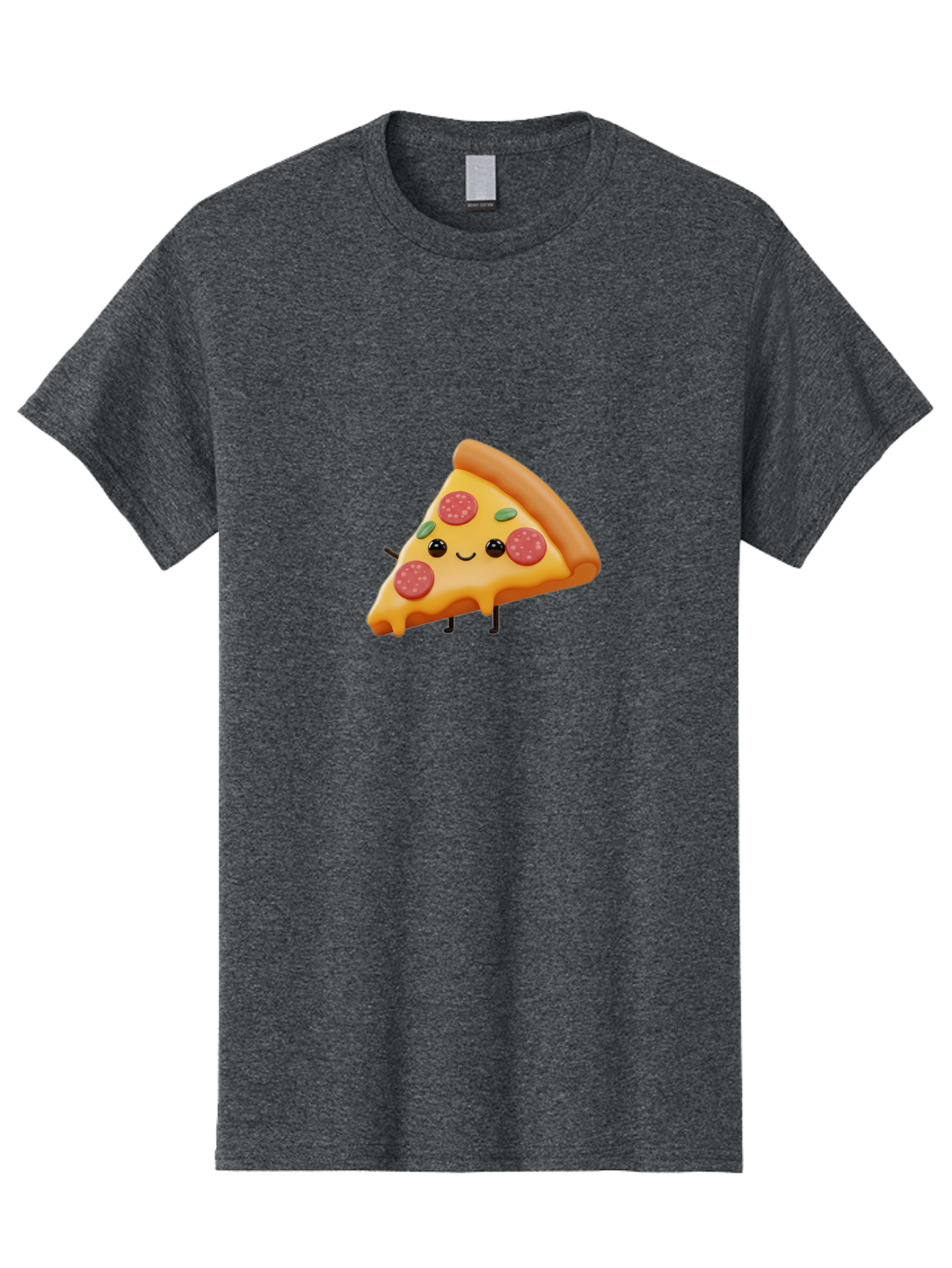 Smiling-Pizza-Slice Men'S Graphic Tee, 100% Cotton, Comfortable Casual Summer Wear, Machine Washable, Pepperoni Pizza Slice, Cartoon Character, Cheesy Goodness, Melted Cheese, Green Olives, Funny Face, Animated Food, Cartoon Pizza Bac430 13