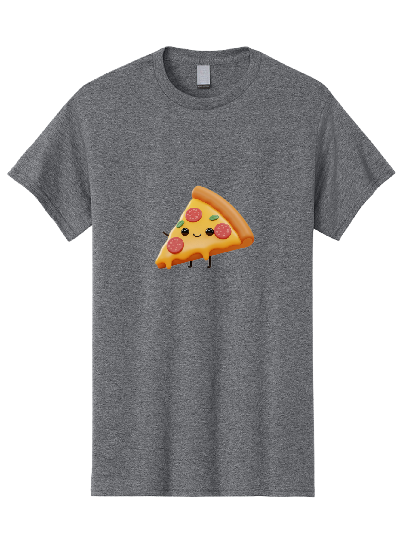 Smiling-Pizza-Slice Men'S Graphic Tee, 100% Cotton, Comfortable Casual Summer Wear, Machine Washable, Pepperoni Pizza Slice, Cartoon Character, Cheesy Goodness, Melted Cheese, Green Olives, Funny Face, Animated Food, Cartoon Pizza Bac430 6