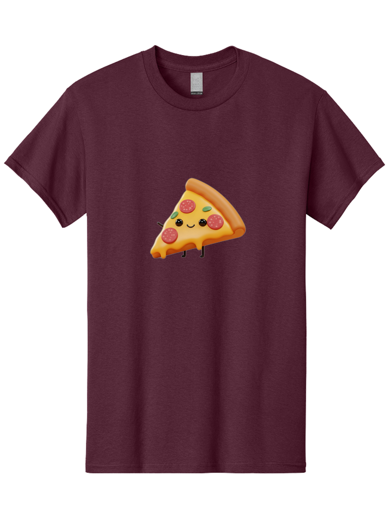 Smiling-Pizza-Slice Men'S Graphic Tee, 100% Cotton, Comfortable Casual Summer Wear, Machine Washable, Pepperoni Pizza Slice, Cartoon Character, Cheesy Goodness, Melted Cheese, Green Olives, Funny Face, Animated Food, Cartoon Pizza Bac430 9