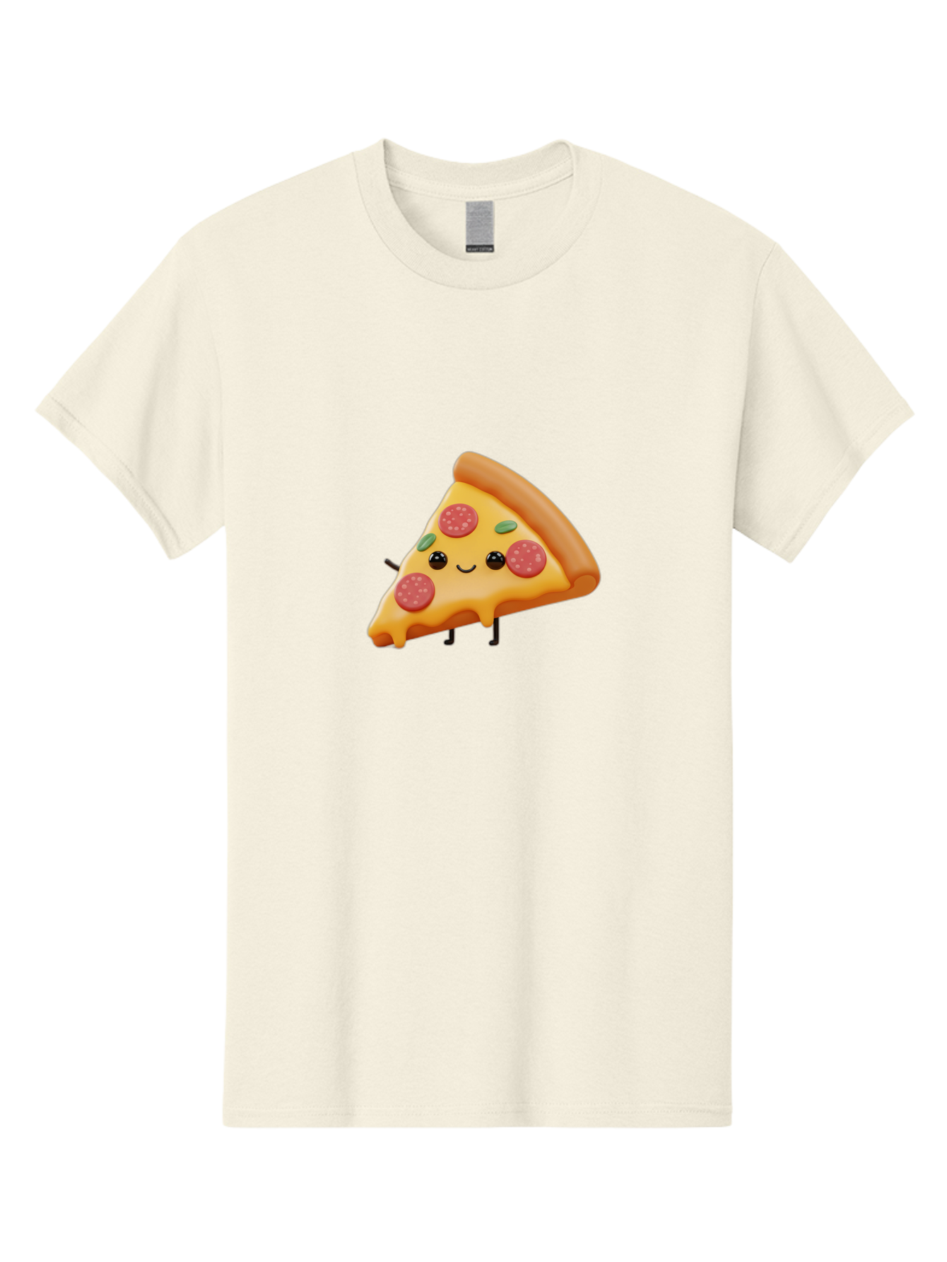 Smiling-Pizza-Slice Men'S Graphic Tee, 100% Cotton, Comfortable Casual Summer Wear, Machine Washable, Pepperoni Pizza Slice, Cartoon Character, Cheesy Goodness, Melted Cheese, Green Olives, Funny Face, Animated Food, Cartoon Pizza Bac430 5