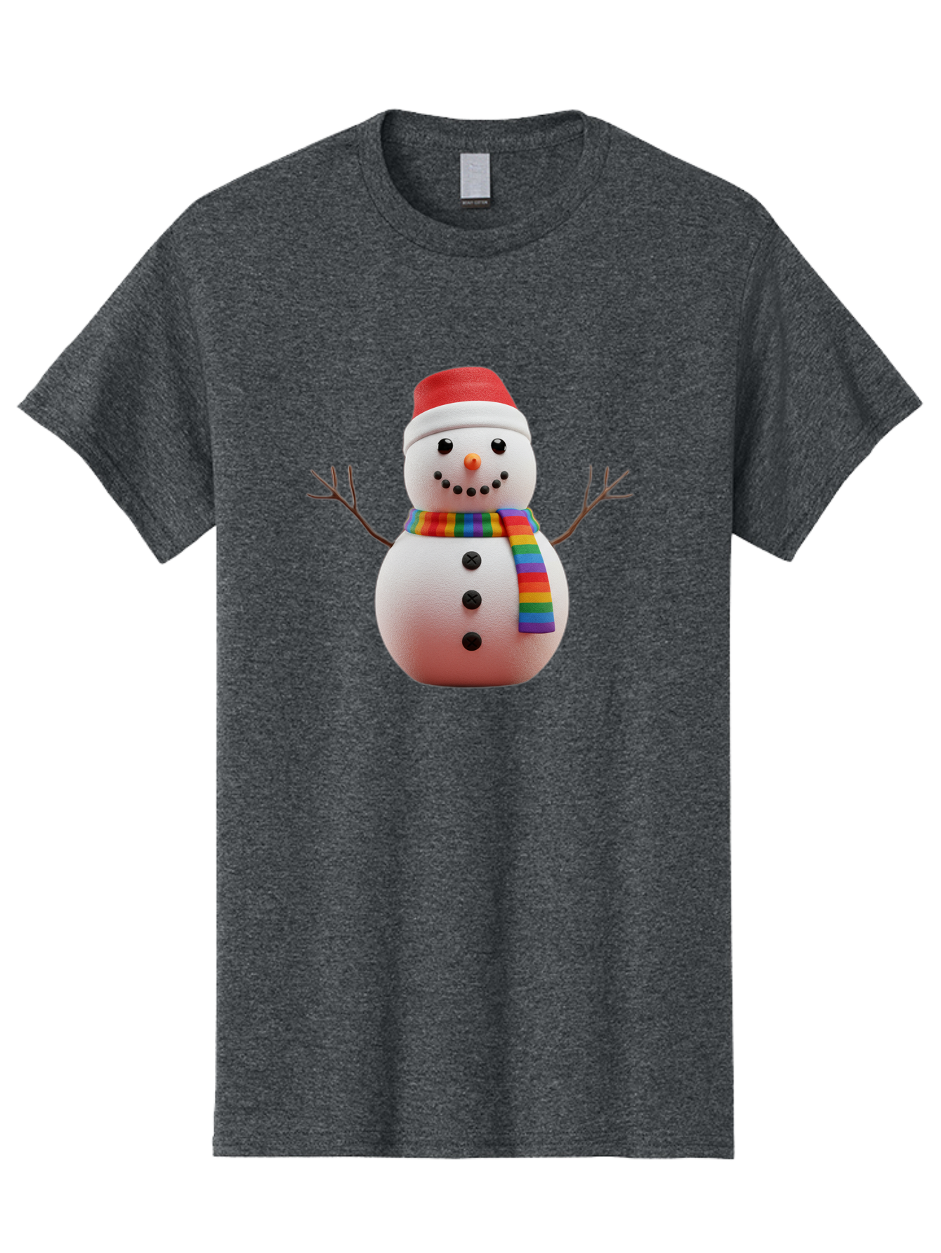 Snowman-2 Men'S Graphic Tee, 100% Cotton, Comfortable Casual Summer Wear, Machine Washable, Snowman With Rainbow Scarf, Christmas Decoration, Winter Wonderland, Festive Character, Holiday Cheer, Colorful Snowman, Winter Scene, Fun Snowman, Bac438 13