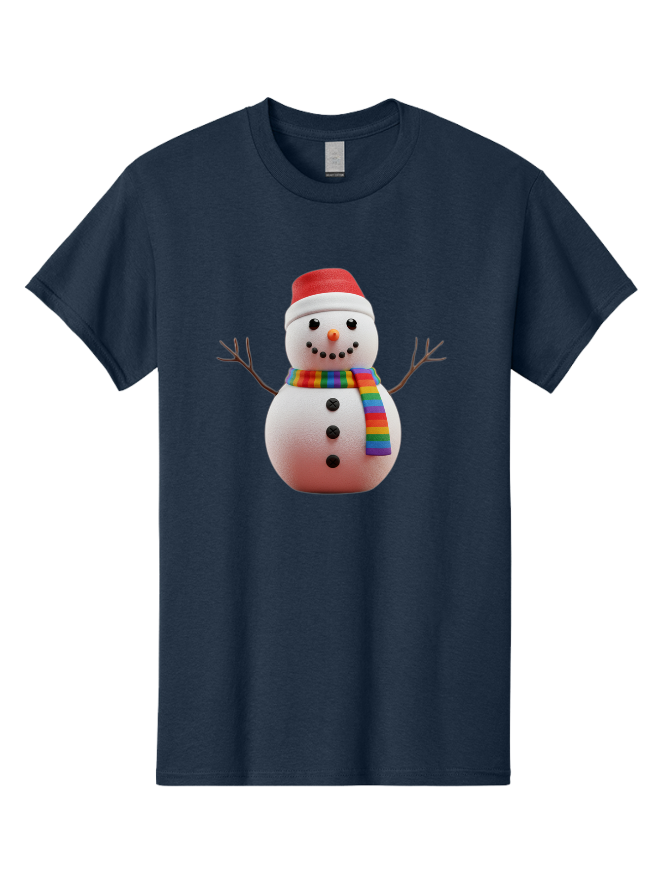 Snowman-2 Men'S Graphic Tee, 100% Cotton, Comfortable Casual Summer Wear, Machine Washable, Snowman With Rainbow Scarf, Christmas Decoration, Winter Wonderland, Festive Character, Holiday Cheer, Colorful Snowman, Winter Scene, Fun Snowman, Bac438 11