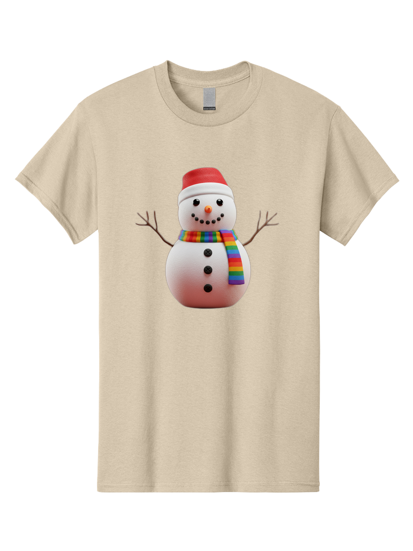 Snowman-2 Men'S Graphic Tee, 100% Cotton, Comfortable Casual Summer Wear, Machine Washable, Snowman With Rainbow Scarf, Christmas Decoration, Winter Wonderland, Festive Character, Holiday Cheer, Colorful Snowman, Winter Scene, Fun Snowman, Bac438 12