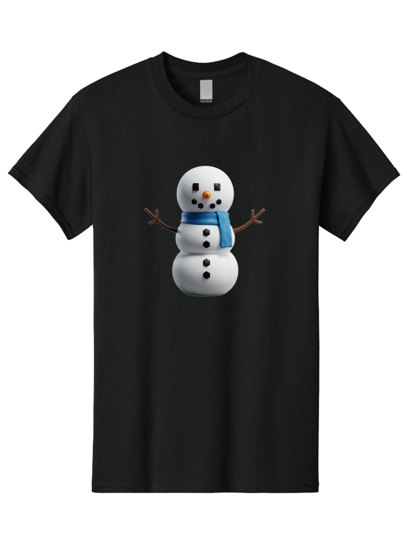 Snowman-3 Men'S Graphic Tee, 100% Cotton, Comfortable Casual Summer Wear, Machine Washable, Snowman With Blue Scarf, Winter Wonderland, Festive Season, Christmas Character, Snow Figure, Holiday Icon, 3D Snowman, Winter Decoration, Bac439 5