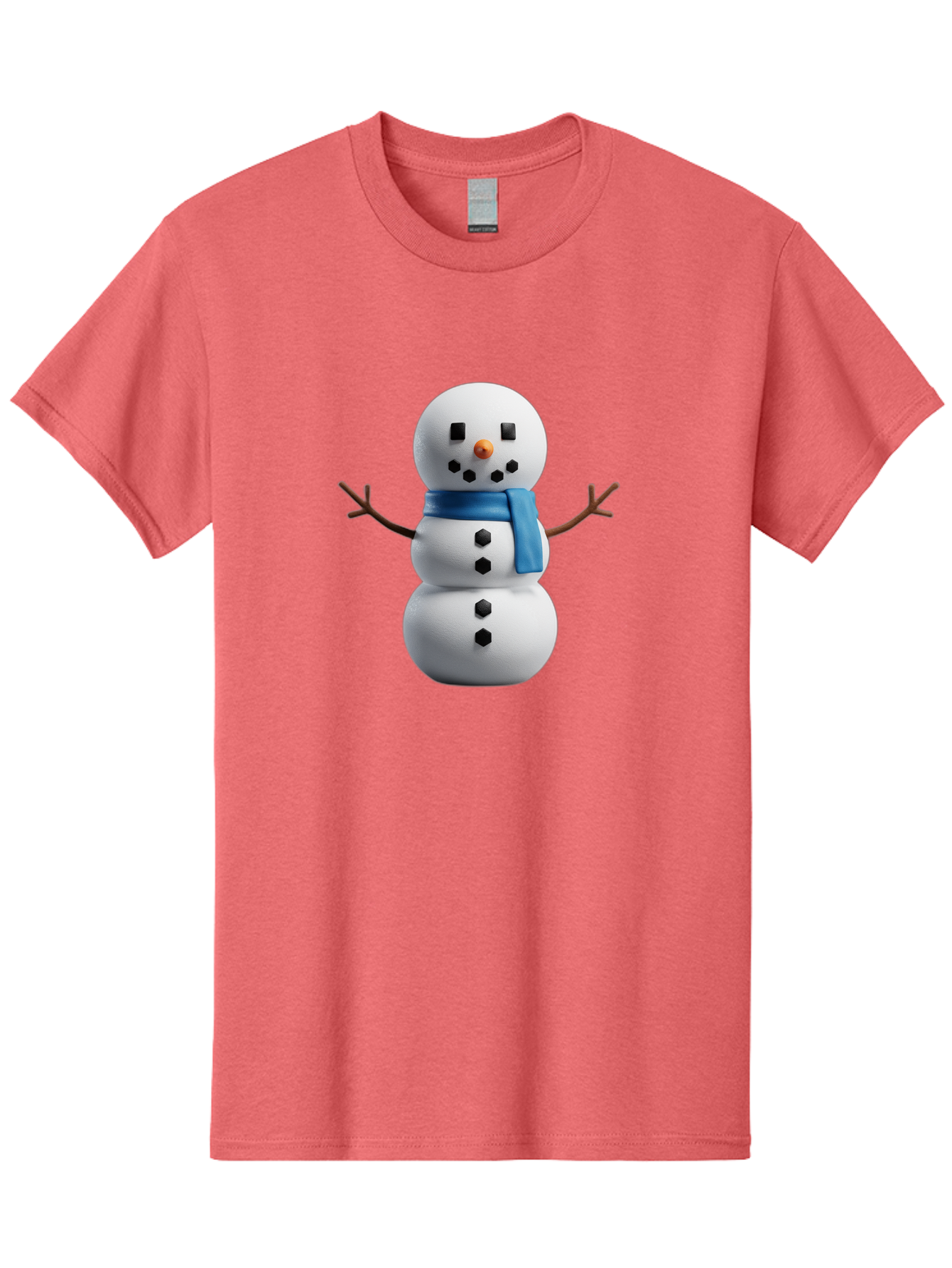 Snowman-3 Men'S Graphic Tee, 100% Cotton, Comfortable Casual Summer Wear, Machine Washable, Snowman With Blue Scarf, Winter Wonderland, Festive Season, Christmas Character, Snow Figure, Holiday Icon, 3D Snowman, Winter Decoration, Bac439 12