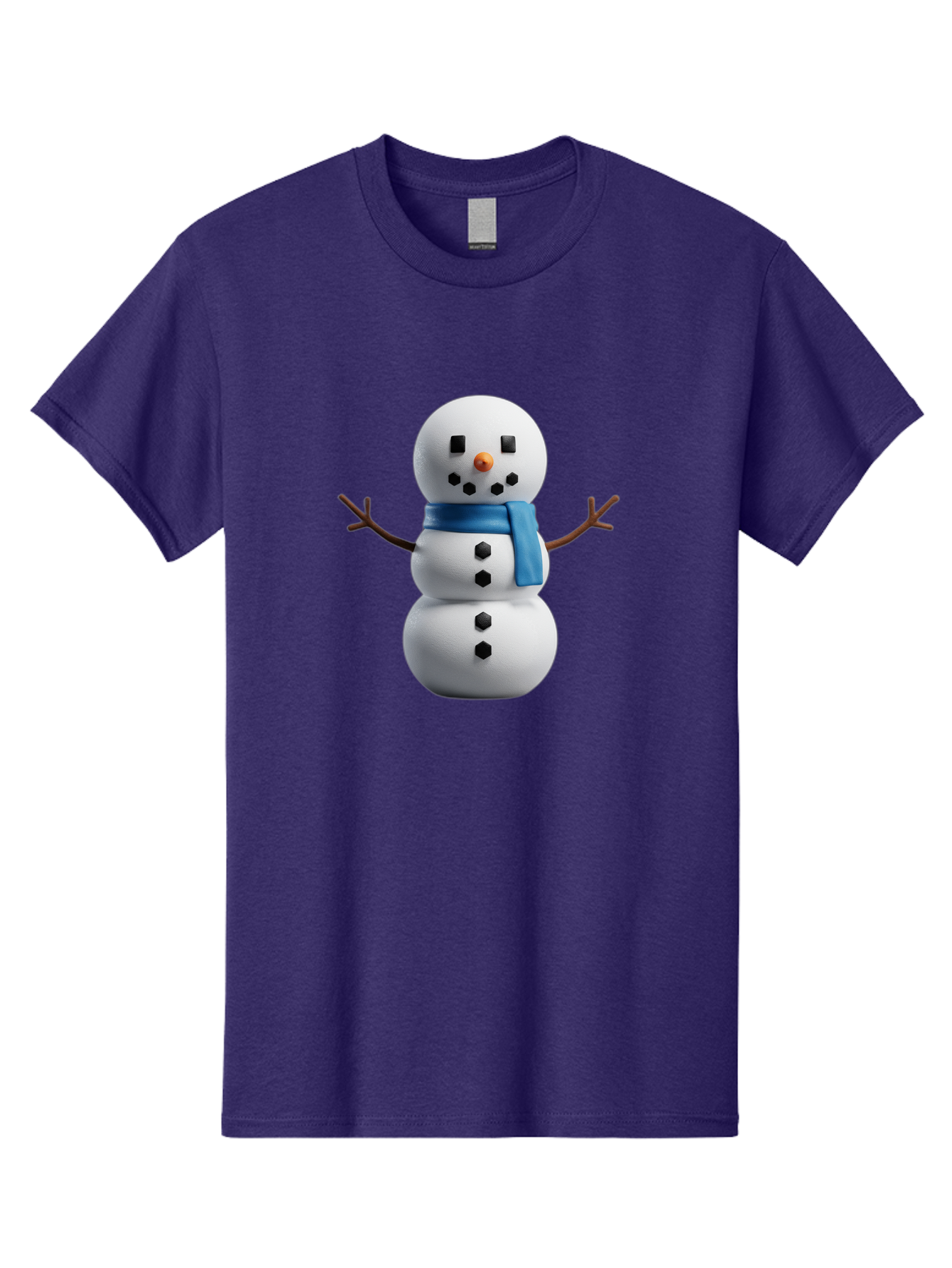 Snowman-3 Men'S Graphic Tee, 100% Cotton, Comfortable Casual Summer Wear, Machine Washable, Snowman With Blue Scarf, Winter Wonderland, Festive Season, Christmas Character, Snow Figure, Holiday Icon, 3D Snowman, Winter Decoration, Bac439 8
