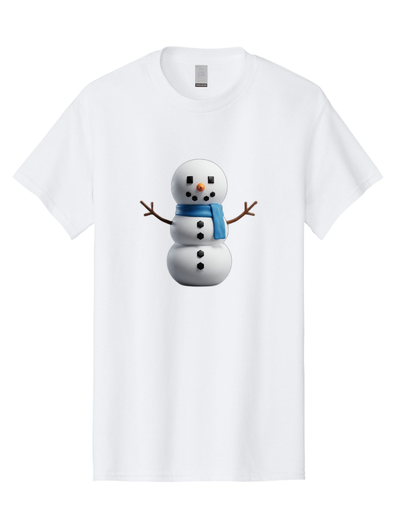 Snowman-3 Men'S Graphic Tee, 100% Cotton, Comfortable Casual Summer Wear, Machine Washable, Snowman With Blue Scarf, Winter Wonderland, Festive Season, Christmas Character, Snow Figure, Holiday Icon, 3D Snowman, Winter Decoration, Bac439 2