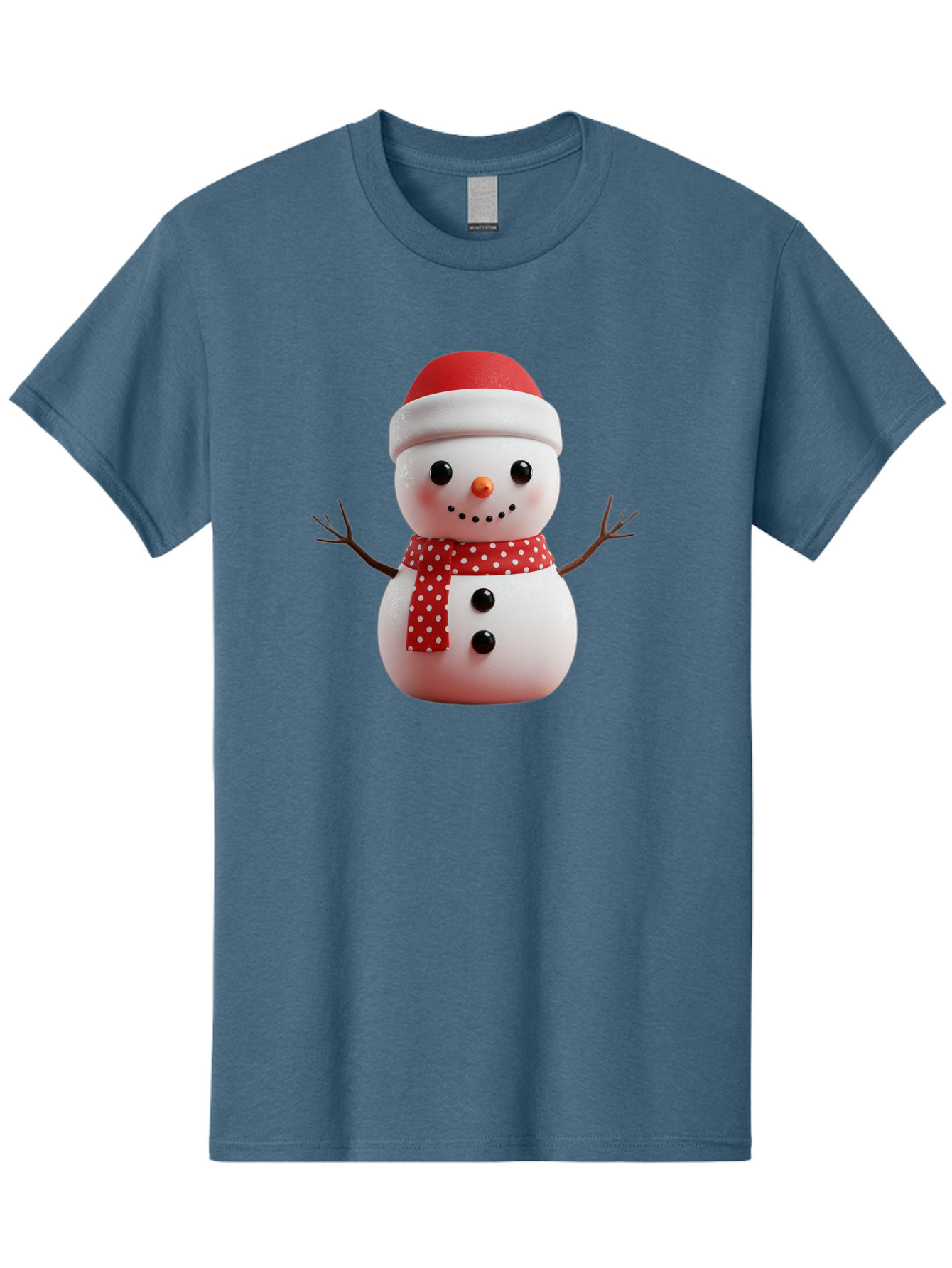 Snowman Men'S Graphic Tee, 100% Cotton, Comfortable Casual Summer Wear, Machine Washable, Snowman Figurine, Winter Decoration, Festive Snowman, Holiday Character, Red Scarf, White Polka Dots, Christmas Ornament, Snowman Charm, Bac445 7