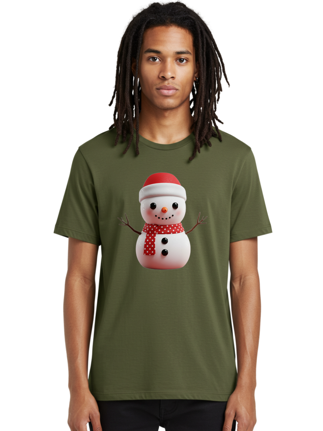 Snowman Men'S Graphic Tee, 100% Cotton, Comfortable Casual Summer Wear, Machine Washable, Snowman Figurine, Winter Decoration, Festive Snowman, Holiday Character, Red Scarf, White Polka Dots, Christmas Ornament, Snowman Charm, Bac445 20