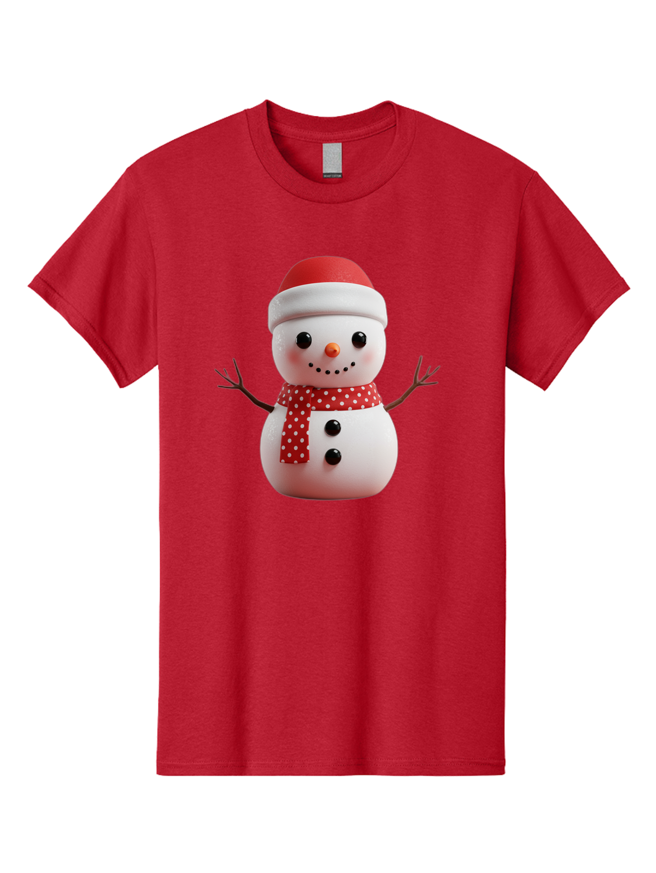 Snowman Men'S Graphic Tee, 100% Cotton, Comfortable Casual Summer Wear, Machine Washable, Snowman Figurine, Winter Decoration, Festive Snowman, Holiday Character, Red Scarf, White Polka Dots, Christmas Ornament, Snowman Charm, Bac445 9