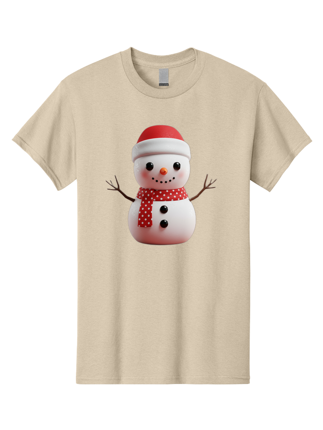 Snowman Men'S Graphic Tee, 100% Cotton, Comfortable Casual Summer Wear, Machine Washable, Snowman Figurine, Winter Decoration, Festive Snowman, Holiday Character, Red Scarf, White Polka Dots, Christmas Ornament, Snowman Charm, Bac445 8
