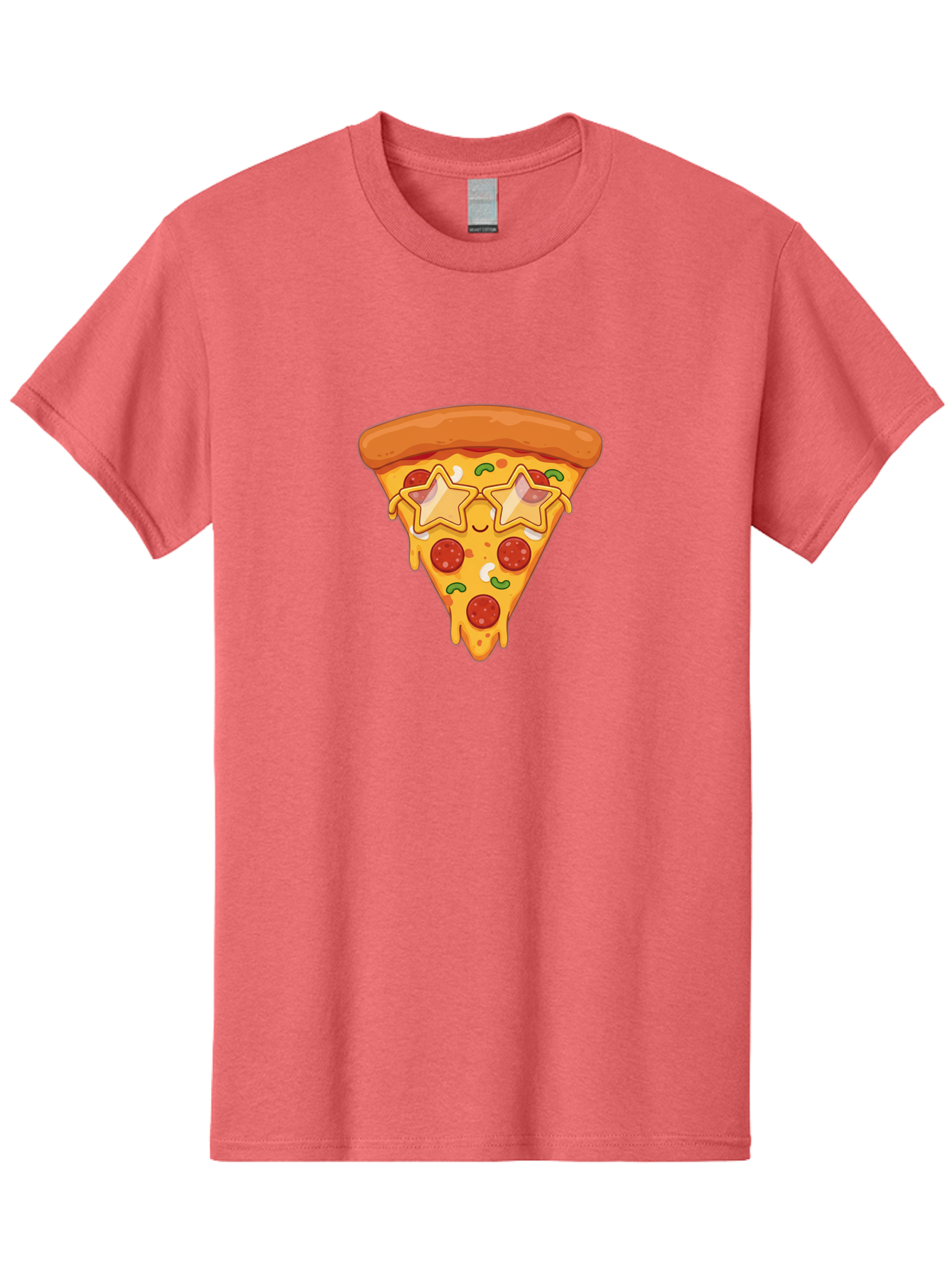 Star-Pizza-Slice Men'S Graphic Tee, 100% Cotton, Comfortable Casual Summer Wear, Machine Washable, Pizza Slice, Melted Cheese, Pepperoni Pizza, Star-Shaped Toppings, Cartoon-Style Pizza, Cheesy Goodness, Savory Delight, Pizza Love, Foodie Fun, Bac452 5