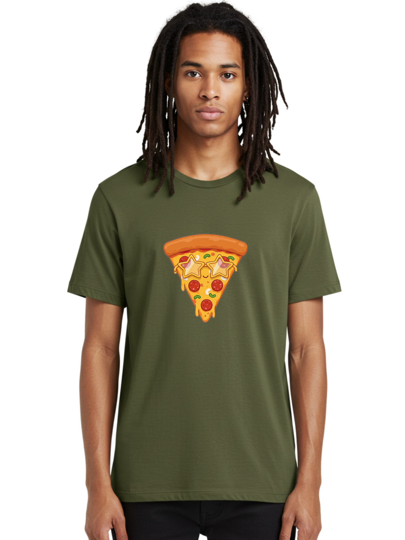Star-Pizza-Slice Men'S Graphic Tee, 100% Cotton, Comfortable Casual Summer Wear, Machine Washable, Pizza Slice, Melted Cheese, Pepperoni Pizza, Star-Shaped Toppings, Cartoon-Style Pizza, Cheesy Goodness, Savory Delight, Pizza Love, Foodie Fun, Bac452 24