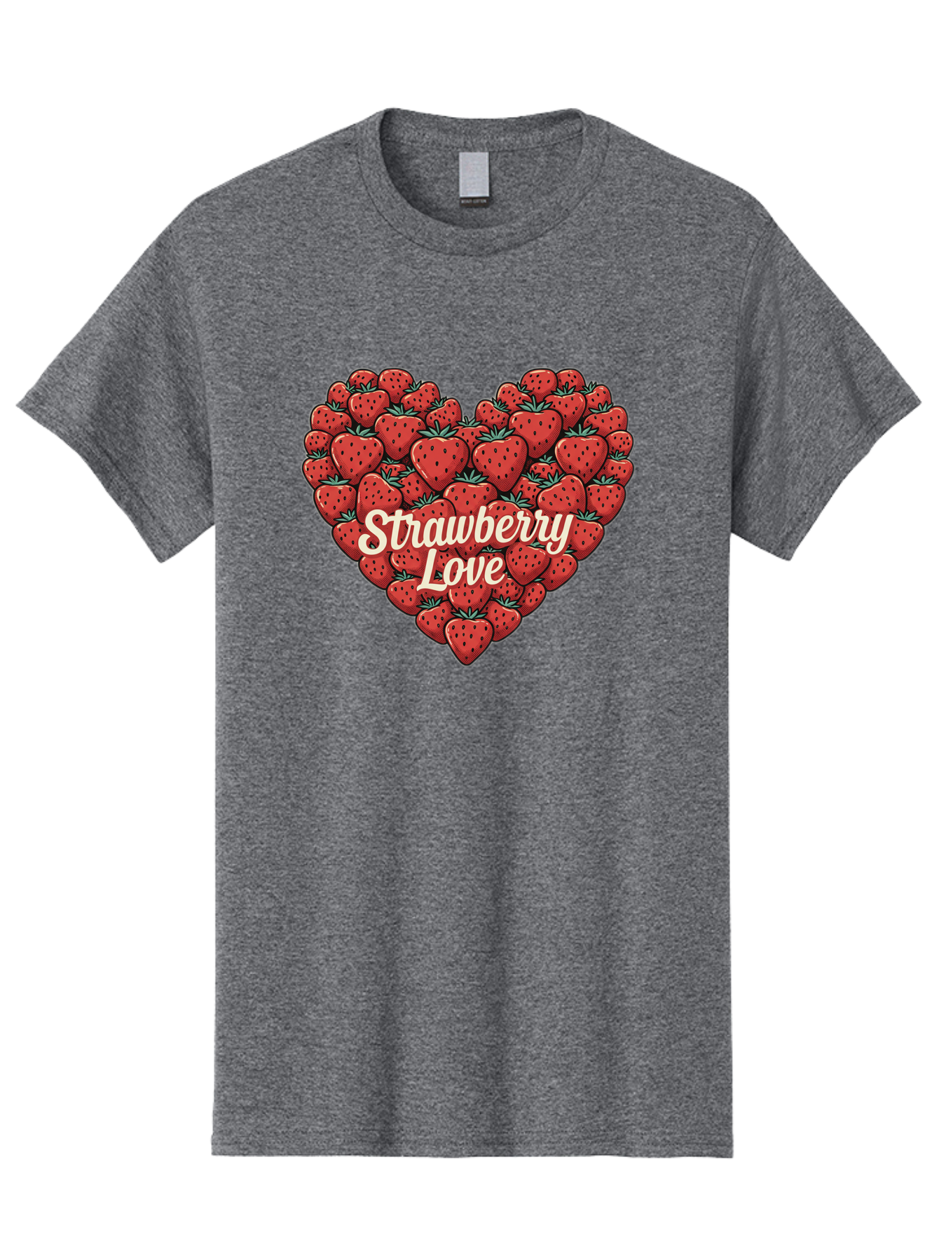 Strawberry-Love Men'S Graphic Tee, 100% Cotton, Comfortable Casual Summer Wear, Machine Washable, Strawberry Heart, Fruit Love, Red Strawberries, Sweet Treats, Tasty Fruits, Summer Fruits, Heart-Shaped Strawberries, Strawberry Graphics Bac479 12