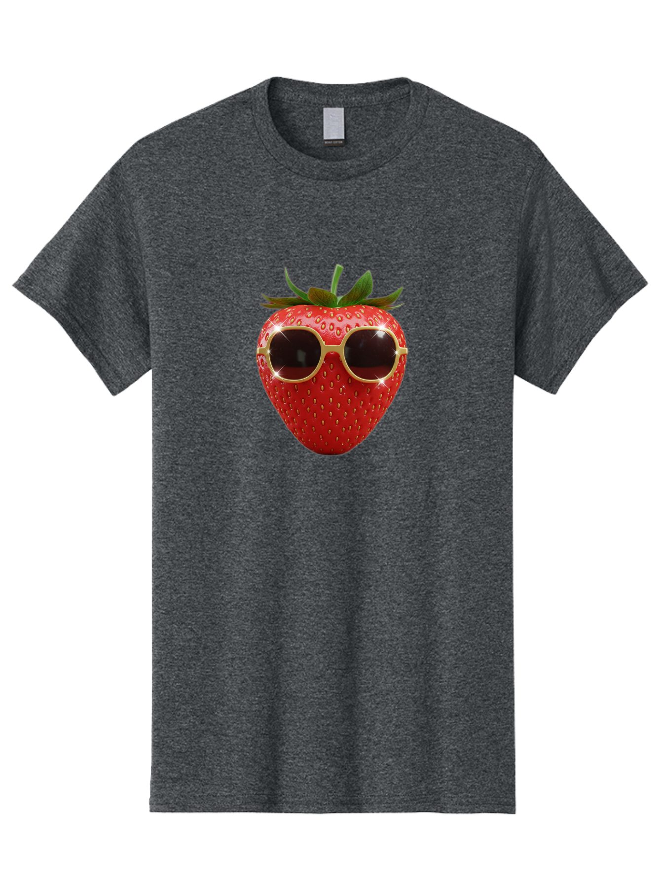 Strawberry-Sunglasses-2 Men'S Graphic Tee, 100% Cotton, Comfortable Casual Summer Wear, Machine Washable, Strawberry Wearing Sunglasses, Funny Fruit, Quirky Character, Red Strawberries, Cool Shades, Fresh Produce, Playful Vibe, Summer Fun Bac487 13