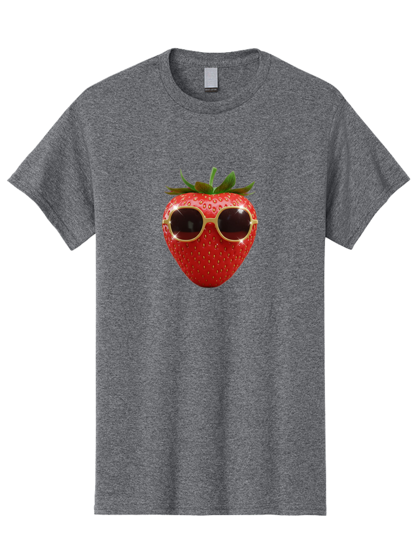 Strawberry-Sunglasses-2 Men'S Graphic Tee, 100% Cotton, Comfortable Casual Summer Wear, Machine Washable, Strawberry Wearing Sunglasses, Funny Fruit, Quirky Character, Red Strawberries, Cool Shades, Fresh Produce, Playful Vibe, Summer Fun Bac487 12