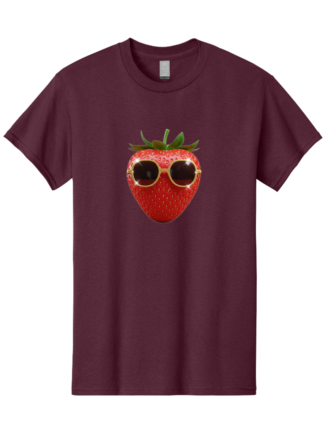 Strawberry-Sunglasses-2 Men'S Graphic Tee, 100% Cotton, Comfortable Casual Summer Wear, Machine Washable, Strawberry Wearing Sunglasses, Funny Fruit, Quirky Character, Red Strawberries, Cool Shades, Fresh Produce, Playful Vibe, Summer Fun Bac487 9