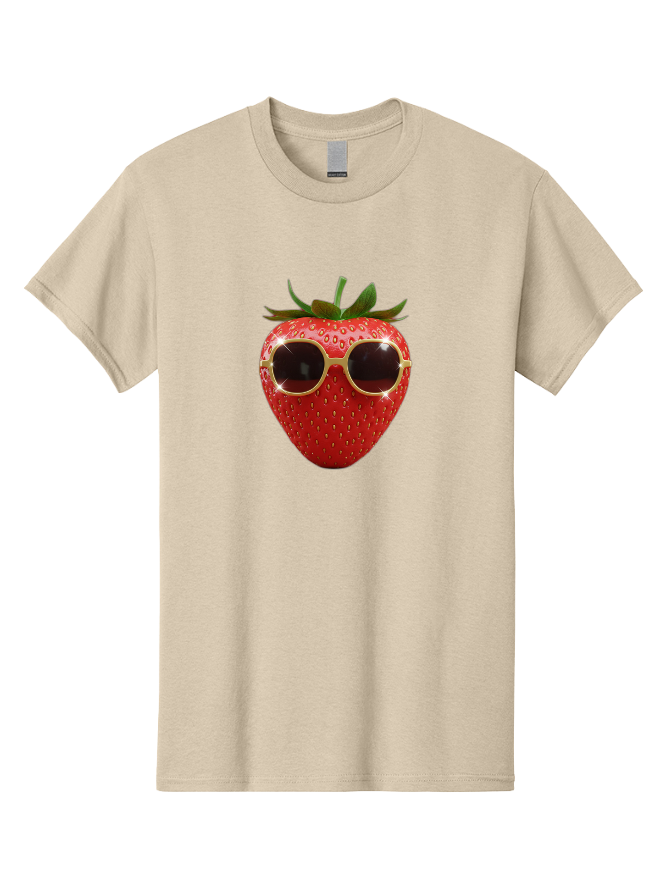 Strawberry-Sunglasses-2 Men'S Graphic Tee, 100% Cotton, Comfortable Casual Summer Wear, Machine Washable, Strawberry Wearing Sunglasses, Funny Fruit, Quirky Character, Red Strawberries, Cool Shades, Fresh Produce, Playful Vibe, Summer Fun Bac487 4