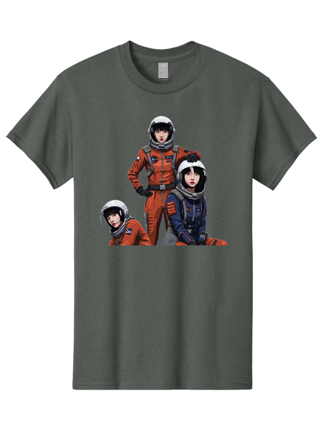 Three-Astronauts Men'S Graphic Tee, 100% Cotton, Comfortable Casual Summer Wear, Machine Washable, Astronauts In Space Suits, Orange And Blue Jumpsuits, Space Mission, Helmet And Gloves, Futuristic Design, Team Of Explorers, Space Travel Bac511 9