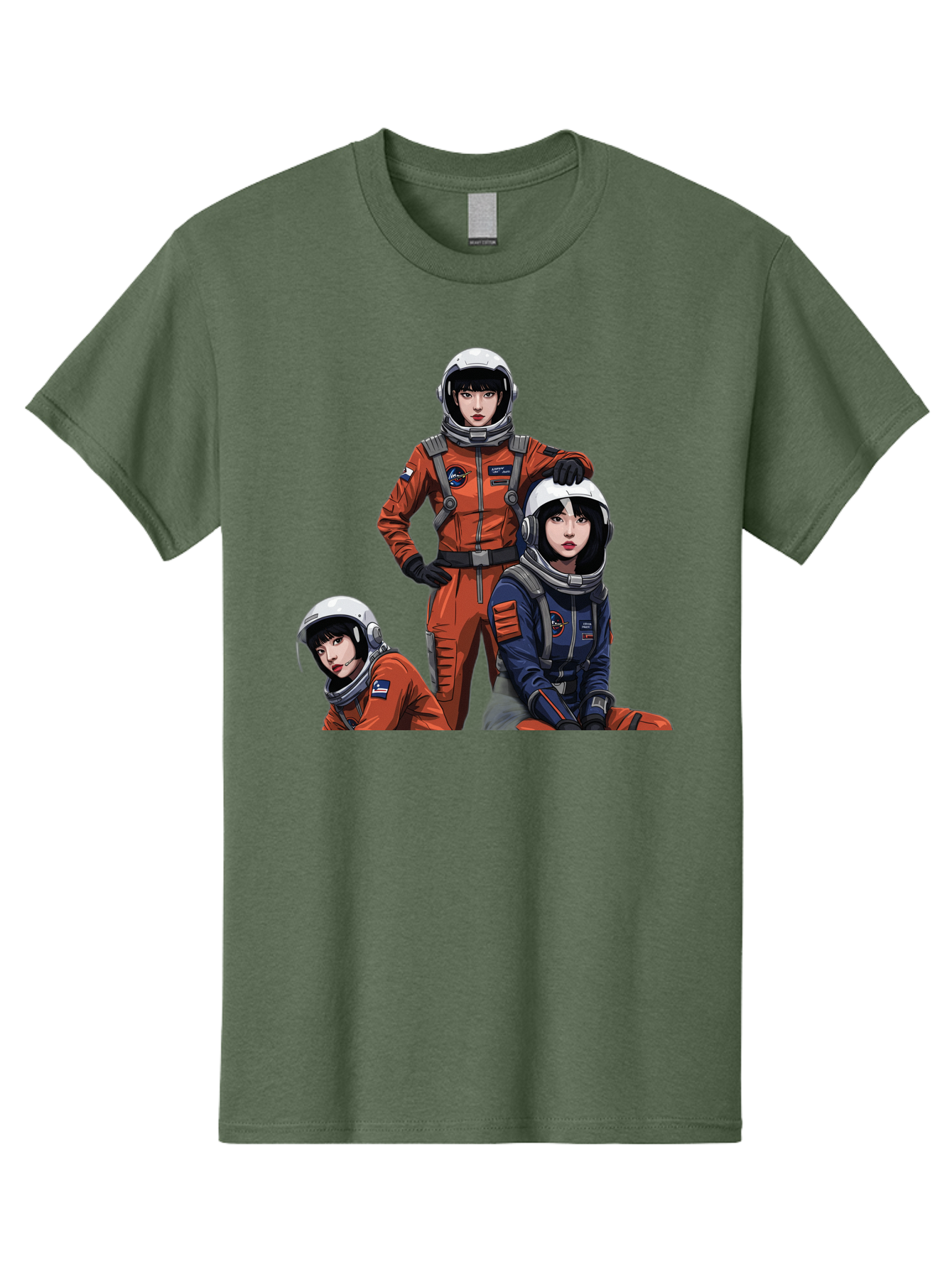 Three-Astronauts Men'S Graphic Tee, 100% Cotton, Comfortable Casual Summer Wear, Machine Washable, Astronauts In Space Suits, Orange And Blue Jumpsuits, Space Mission, Helmet And Gloves, Futuristic Design, Team Of Explorers, Space Travel Bac511 15