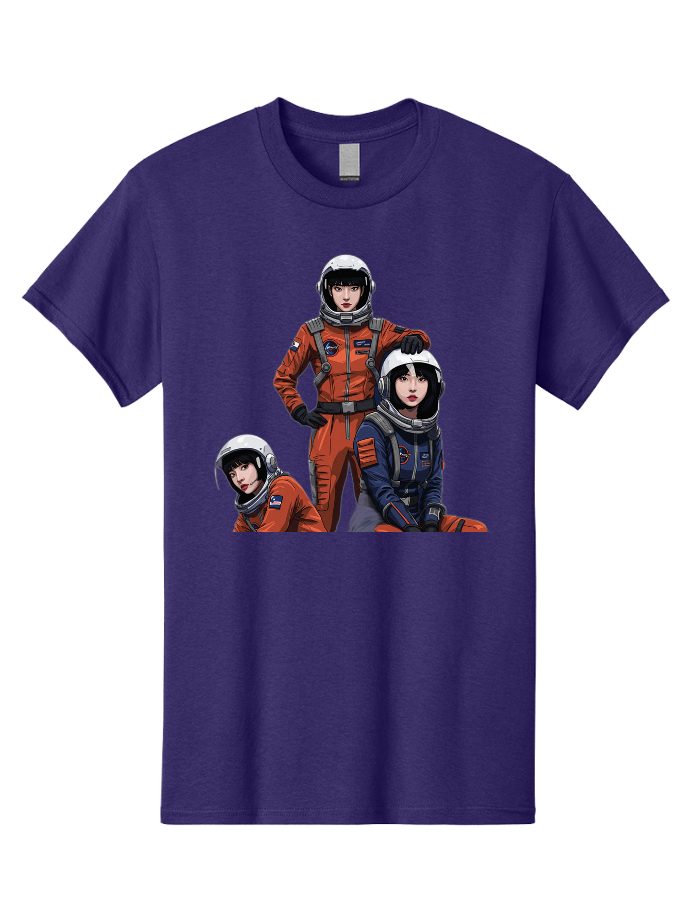 Three-Astronauts Men'S Graphic Tee, 100% Cotton, Comfortable Casual Summer Wear, Machine Washable, Astronauts In Space Suits, Orange And Blue Jumpsuits, Space Mission, Helmet And Gloves, Futuristic Design, Team Of Explorers, Space Travel Bac511 8