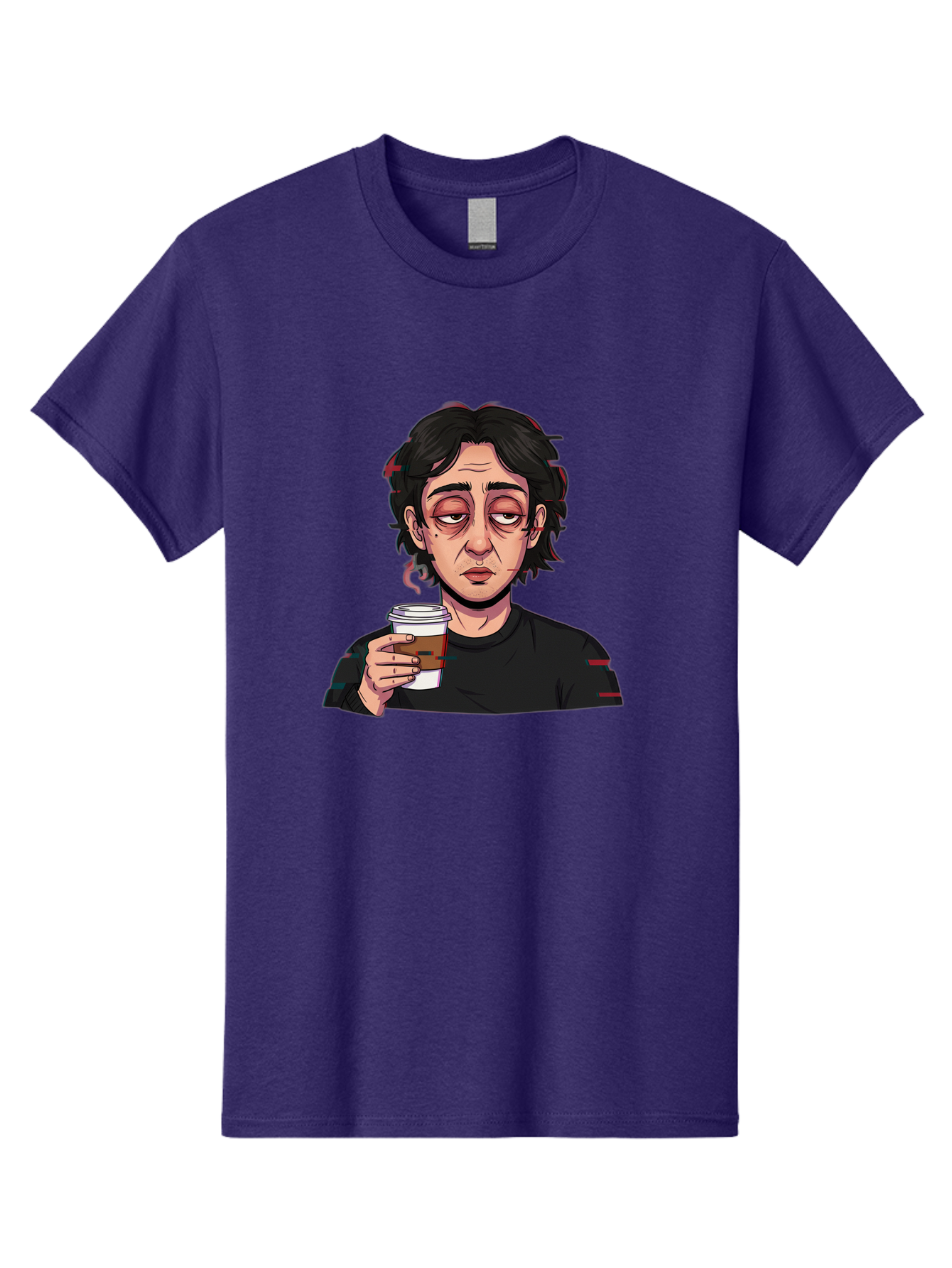 Tired-Woman-With-Coffee Men'S Graphic Tee, 100% Cotton, Comfortable Casual Summer Wear, Machine Washable, Tired Person, Coffee Cup, Morning Routine, Coffee Break, Relaxed Atmosphere, Casual Wear, Sleepy Expression, Coffee Lover Bac522 1