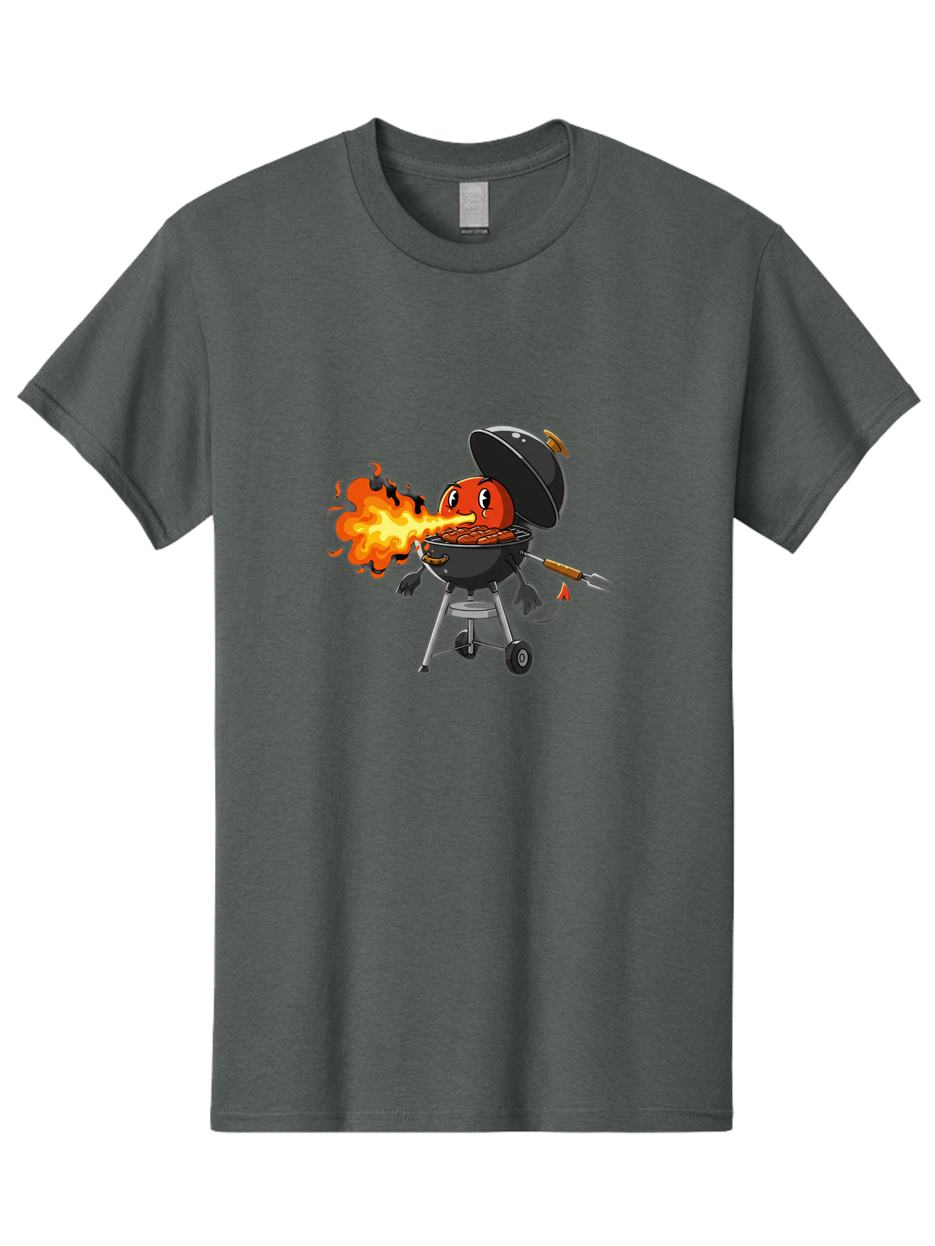 Tomato-In-Grill Men'S Graphic Tee, 100% Cotton, Comfortable Casual Summer Wear, Machine Washable, Tomato Grilling On Barbecue, Cartoon Character, Chef Illustration, Kitchen Humor, Funny Food, Barbecue Cooking, Comical Vegetable, Sizzling Hot Bac523 2
