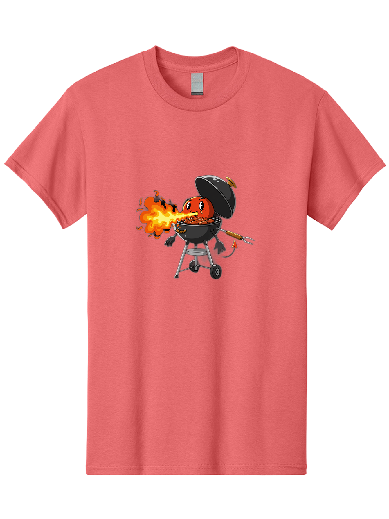 Tomato-In-Grill Men'S Graphic Tee, 100% Cotton, Comfortable Casual Summer Wear, Machine Washable, Tomato Grilling On Barbecue, Cartoon Character, Chef Illustration, Kitchen Humor, Funny Food, Barbecue Cooking, Comical Vegetable, Sizzling Hot Bac523 14