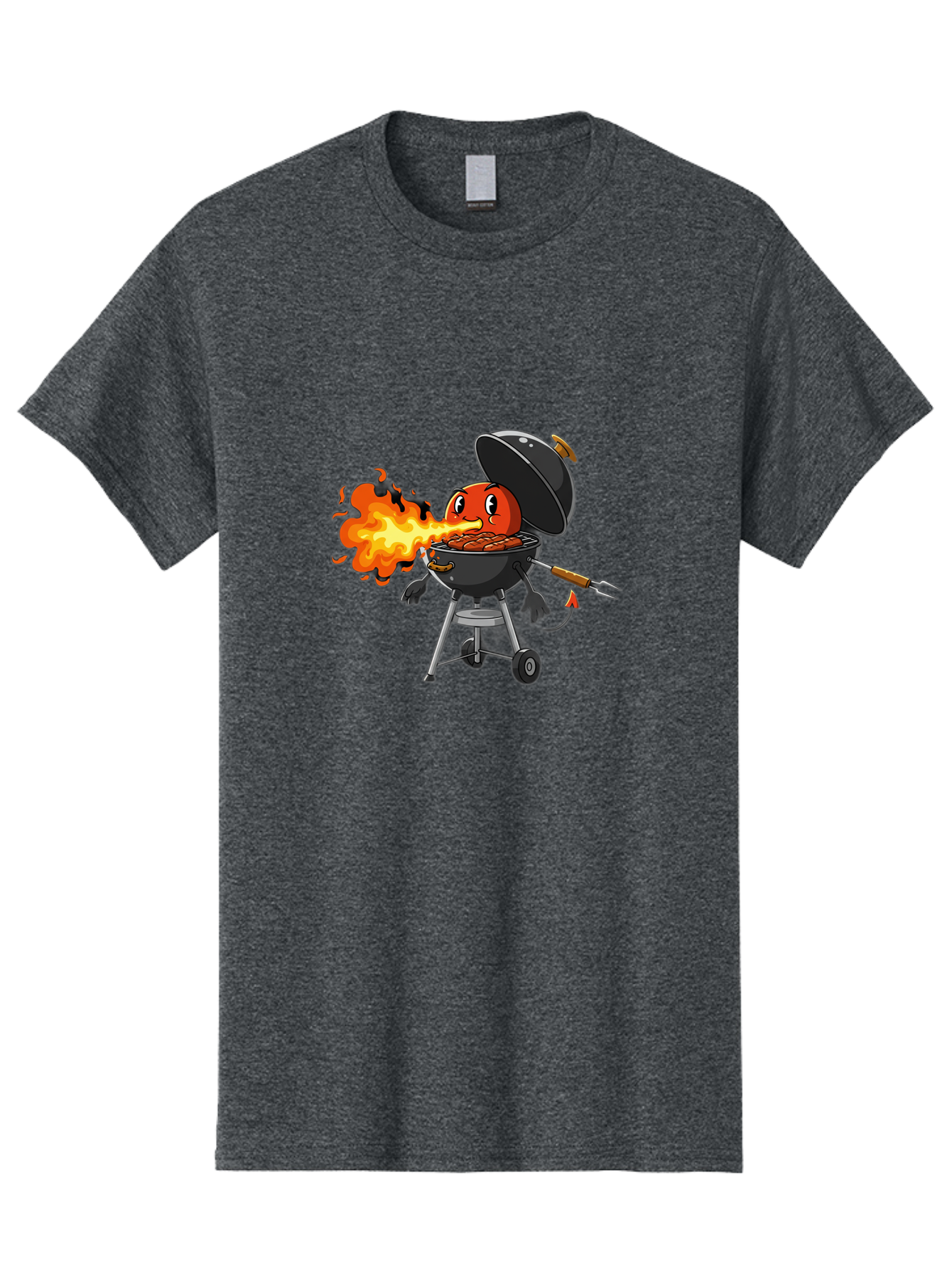 Tomato-In-Grill Men'S Graphic Tee, 100% Cotton, Comfortable Casual Summer Wear, Machine Washable, Tomato Grilling On Barbecue, Cartoon Character, Chef Illustration, Kitchen Humor, Funny Food, Barbecue Cooking, Comical Vegetable, Sizzling Hot Bac523 11
