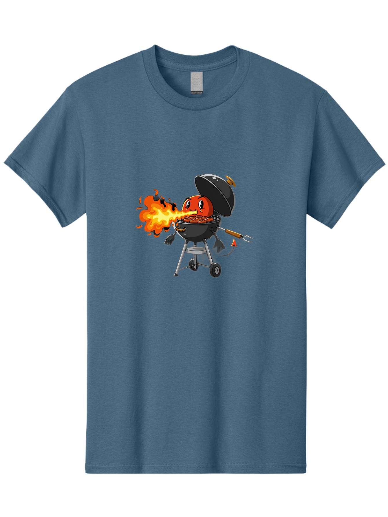 Tomato-In-Grill Men'S Graphic Tee, 100% Cotton, Comfortable Casual Summer Wear, Machine Washable, Tomato Grilling On Barbecue, Cartoon Character, Chef Illustration, Kitchen Humor, Funny Food, Barbecue Cooking, Comical Vegetable, Sizzling Hot Bac523 5