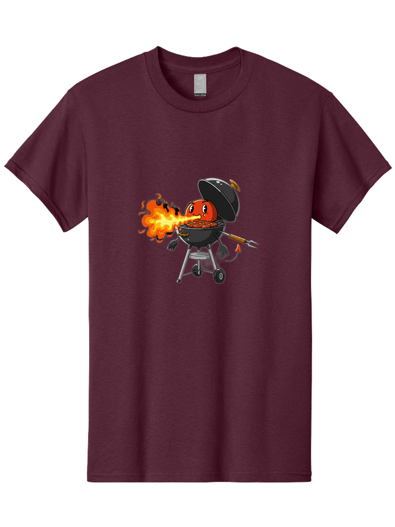 Tomato-In-Grill Men'S Graphic Tee, 100% Cotton, Comfortable Casual Summer Wear, Machine Washable, Tomato Grilling On Barbecue, Cartoon Character, Chef Illustration, Kitchen Humor, Funny Food, Barbecue Cooking, Comical Vegetable, Sizzling Hot Bac523 6