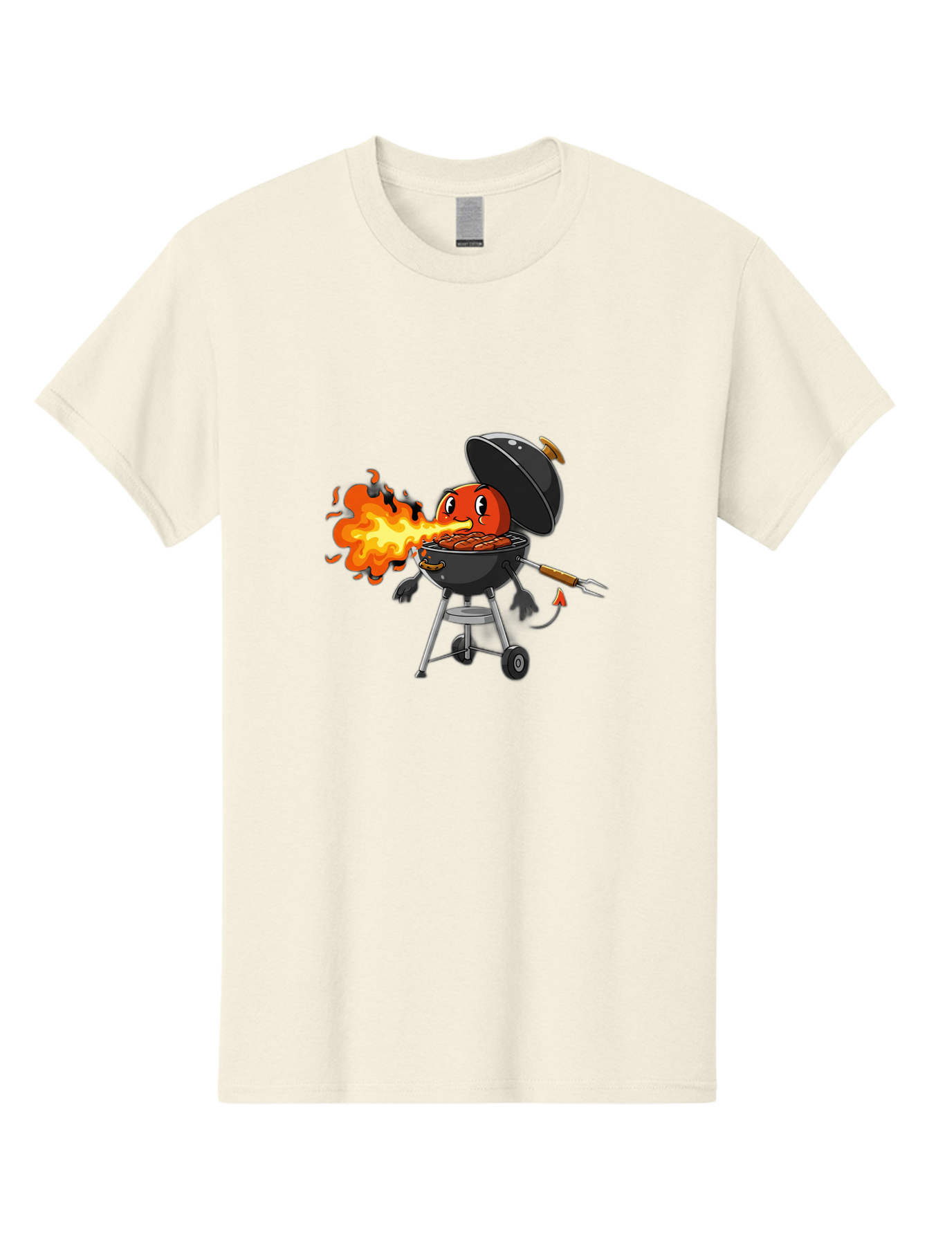 Tomato-In-Grill Men'S Graphic Tee, 100% Cotton, Comfortable Casual Summer Wear, Machine Washable, Tomato Grilling On Barbecue, Cartoon Character, Chef Illustration, Kitchen Humor, Funny Food, Barbecue Cooking, Comical Vegetable, Sizzling Hot Bac523 8
