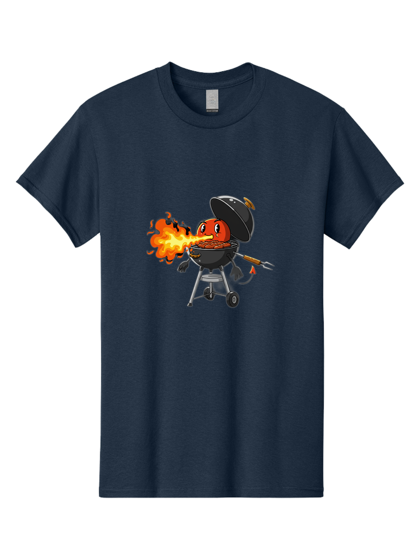 Tomato-In-Grill Men'S Graphic Tee, 100% Cotton, Comfortable Casual Summer Wear, Machine Washable, Tomato Grilling On Barbecue, Cartoon Character, Chef Illustration, Kitchen Humor, Funny Food, Barbecue Cooking, Comical Vegetable, Sizzling Hot Bac523 15