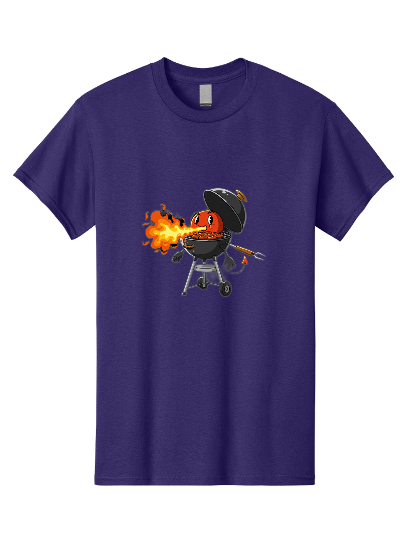 Tomato-In-Grill Men'S Graphic Tee, 100% Cotton, Comfortable Casual Summer Wear, Machine Washable, Tomato Grilling On Barbecue, Cartoon Character, Chef Illustration, Kitchen Humor, Funny Food, Barbecue Cooking, Comical Vegetable, Sizzling Hot Bac523 4