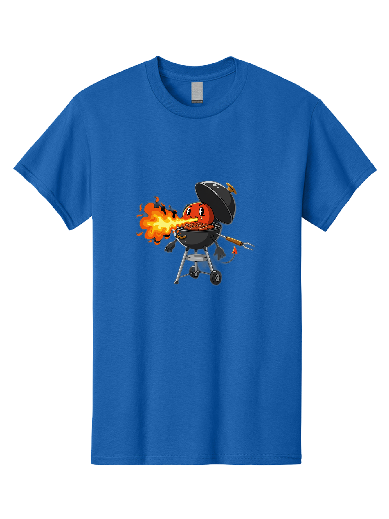 Tomato-In-Grill Men'S Graphic Tee, 100% Cotton, Comfortable Casual Summer Wear, Machine Washable, Tomato Grilling On Barbecue, Cartoon Character, Chef Illustration, Kitchen Humor, Funny Food, Barbecue Cooking, Comical Vegetable, Sizzling Hot Bac523 9