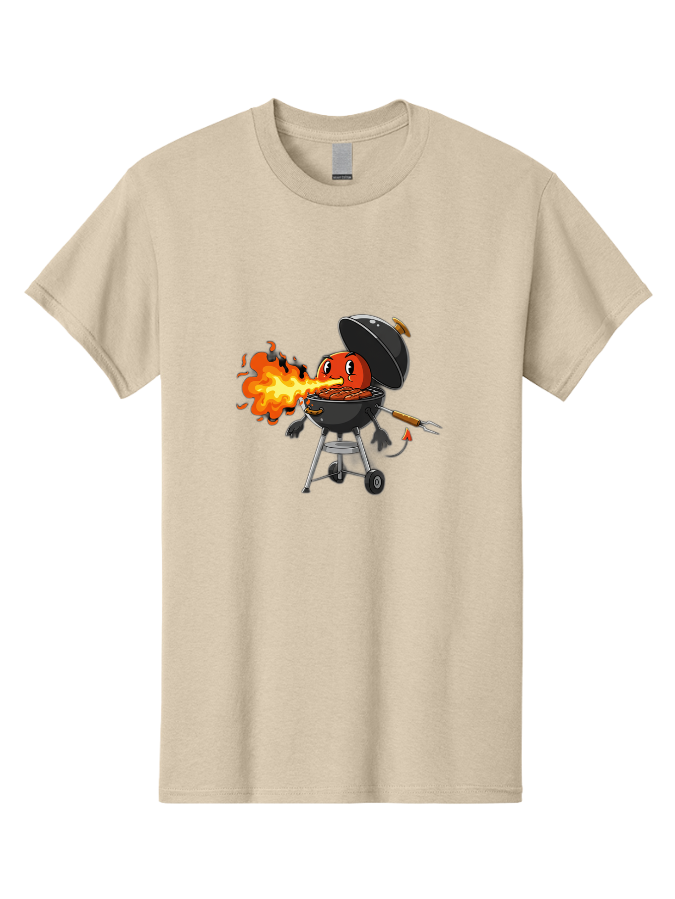 Tomato-In-Grill Men'S Graphic Tee, 100% Cotton, Comfortable Casual Summer Wear, Machine Washable, Tomato Grilling On Barbecue, Cartoon Character, Chef Illustration, Kitchen Humor, Funny Food, Barbecue Cooking, Comical Vegetable, Sizzling Hot Bac523 10