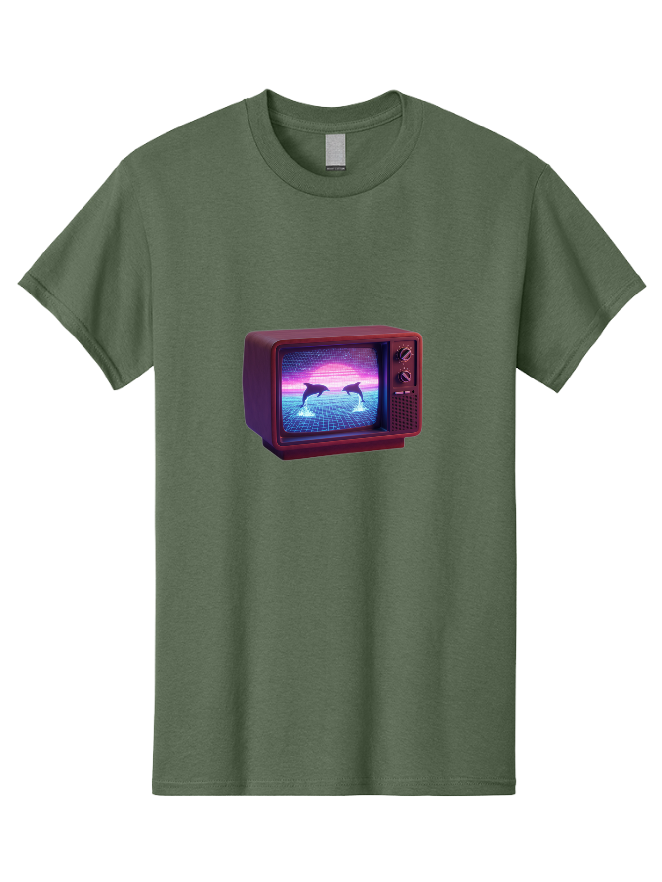 Two-Dolphins Men'S Graphic Tee, 100% Cotton, Comfortable Casual Summer Wear, Machine Washable, Retro Television, Vaporwave Aesthetic, Pixel Art, Dolphins, Sunset, 80S Nostalgia, Pixelated Graphics, Synthwave, Retrofuturism, Old School Tv Bac526 14