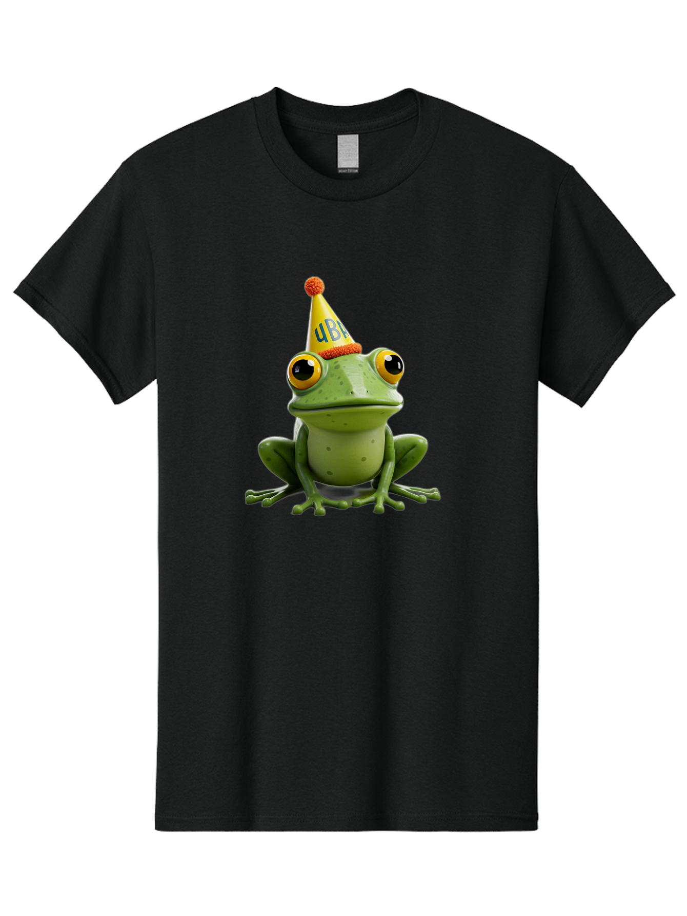 Ube-Frog Men'S Graphic Tee, 100% Cotton, Comfortable Casual Summer Wear, Machine Washable, Cartoon Frog, Party Hat, Funny Animal, Quirky Character, Amusement, Comical Illustration, Festive Vibe, Humor, Meme Inspiration, Entertaining Graphic Bac530 7