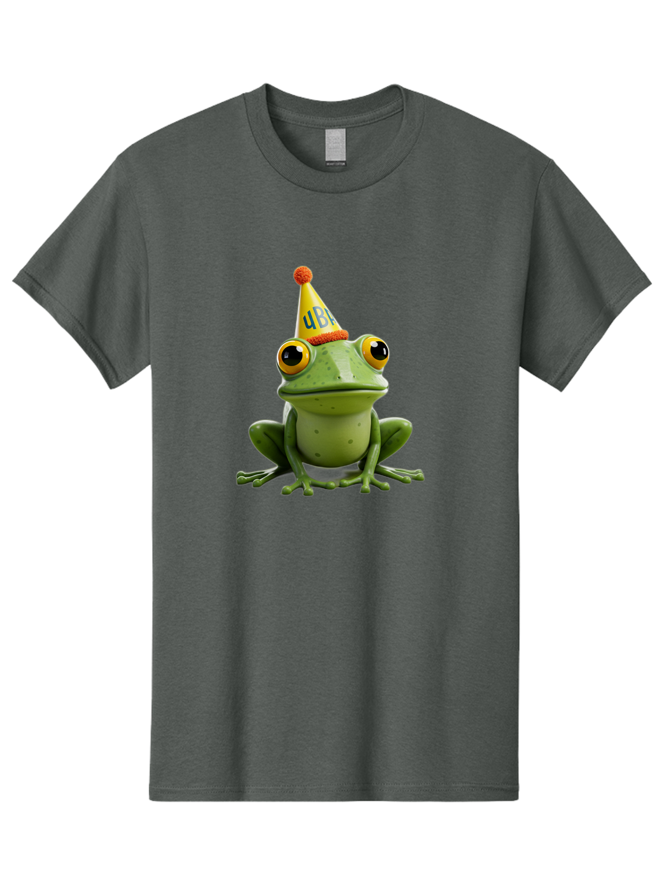 Ube-Frog Men'S Graphic Tee, 100% Cotton, Comfortable Casual Summer Wear, Machine Washable, Cartoon Frog, Party Hat, Funny Animal, Quirky Character, Amusement, Comical Illustration, Festive Vibe, Humor, Meme Inspiration, Entertaining Graphic Bac530 4