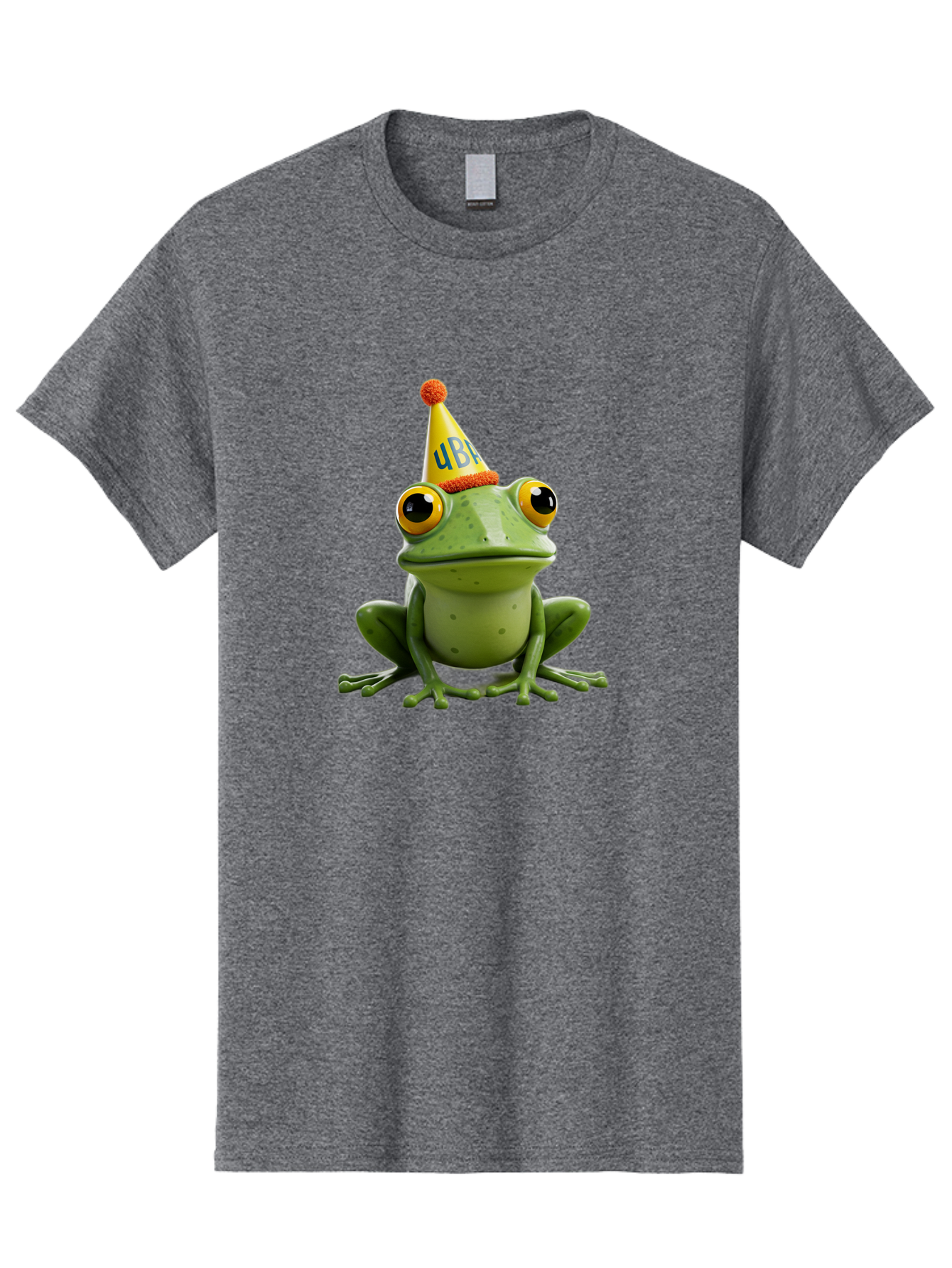 Ube-Frog Men'S Graphic Tee, 100% Cotton, Comfortable Casual Summer Wear, Machine Washable, Cartoon Frog, Party Hat, Funny Animal, Quirky Character, Amusement, Comical Illustration, Festive Vibe, Humor, Meme Inspiration, Entertaining Graphic Bac530 13