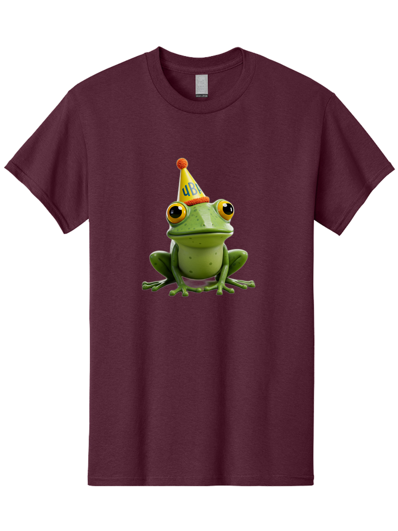 Ube-Frog Men'S Graphic Tee, 100% Cotton, Comfortable Casual Summer Wear, Machine Washable, Cartoon Frog, Party Hat, Funny Animal, Quirky Character, Amusement, Comical Illustration, Festive Vibe, Humor, Meme Inspiration, Entertaining Graphic Bac530 10