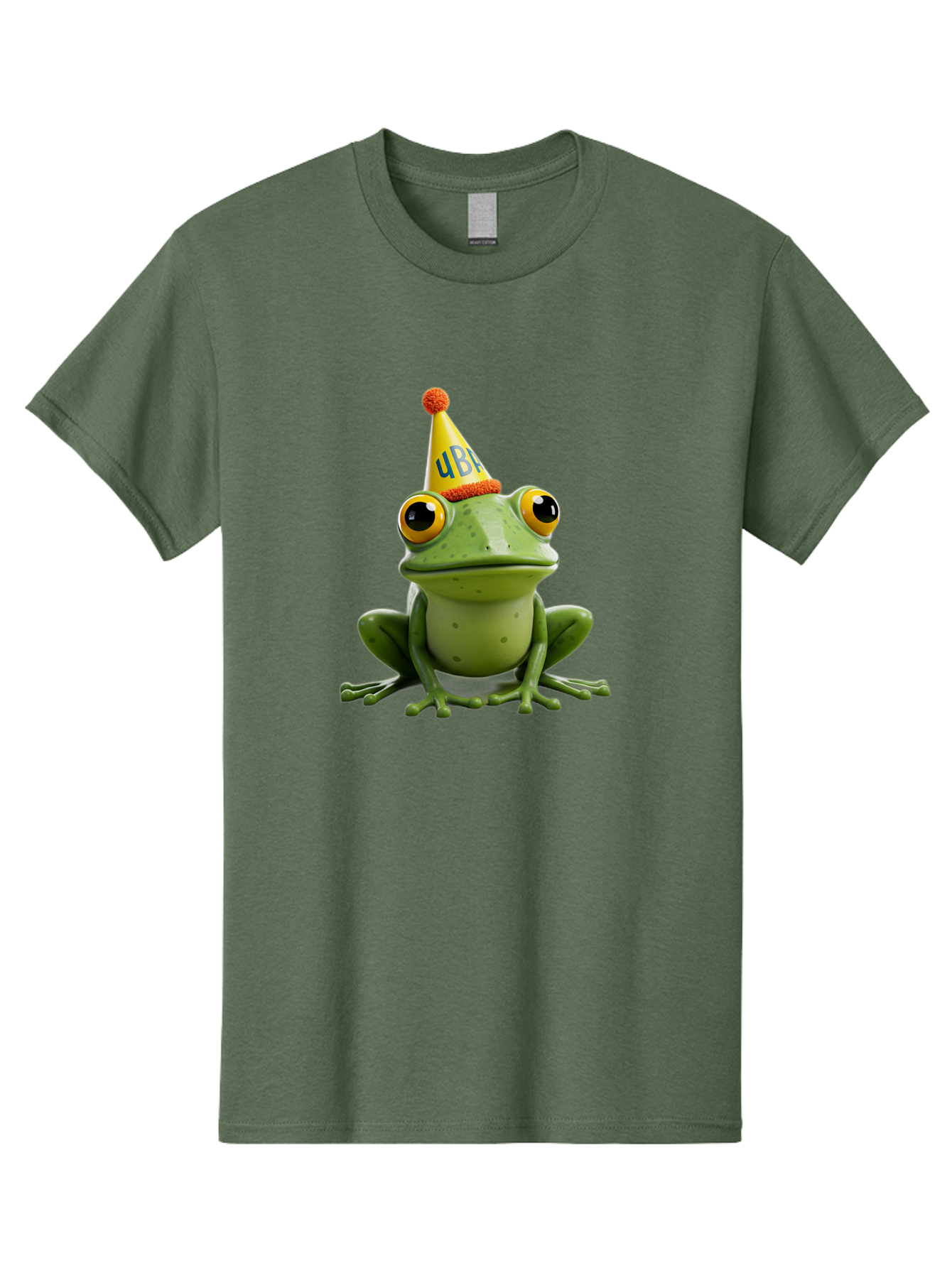 Ube-Frog Men'S Graphic Tee, 100% Cotton, Comfortable Casual Summer Wear, Machine Washable, Cartoon Frog, Party Hat, Funny Animal, Quirky Character, Amusement, Comical Illustration, Festive Vibe, Humor, Meme Inspiration, Entertaining Graphic Bac530 3
