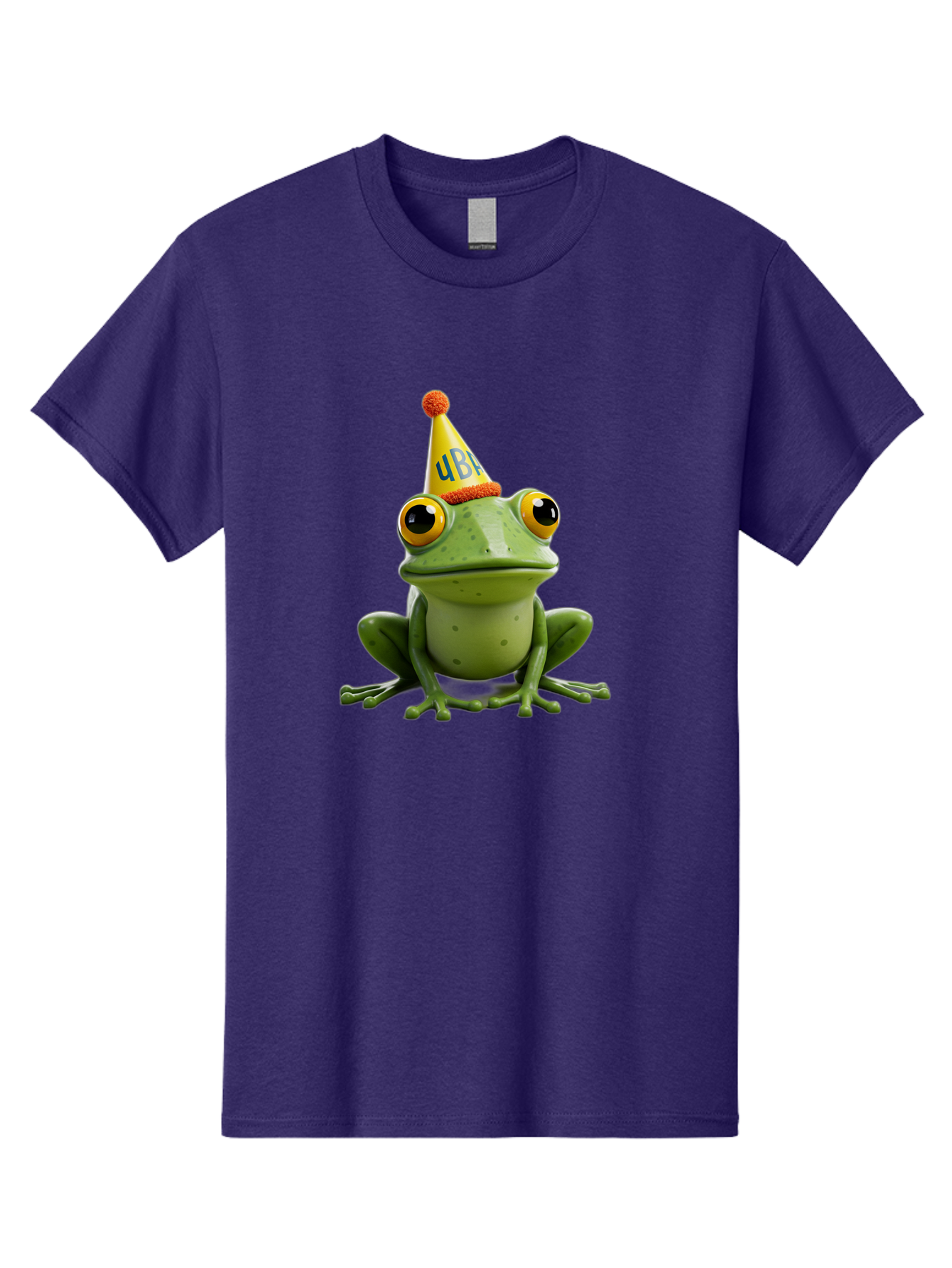 Ube-Frog Men'S Graphic Tee, 100% Cotton, Comfortable Casual Summer Wear, Machine Washable, Cartoon Frog, Party Hat, Funny Animal, Quirky Character, Amusement, Comical Illustration, Festive Vibe, Humor, Meme Inspiration, Entertaining Graphic Bac530 6