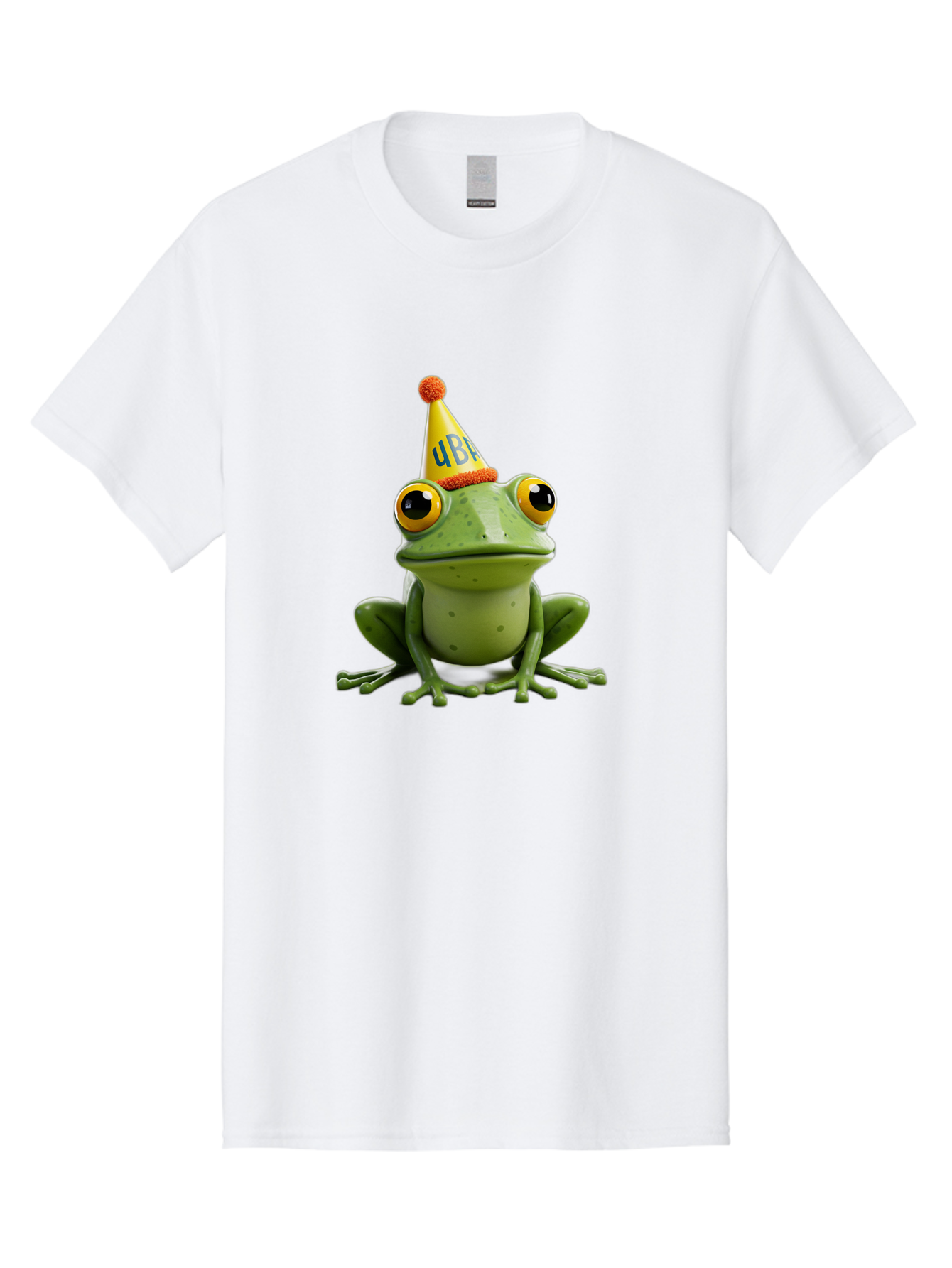 Ube-Frog Men'S Graphic Tee, 100% Cotton, Comfortable Casual Summer Wear, Machine Washable, Cartoon Frog, Party Hat, Funny Animal, Quirky Character, Amusement, Comical Illustration, Festive Vibe, Humor, Meme Inspiration, Entertaining Graphic Bac530 8