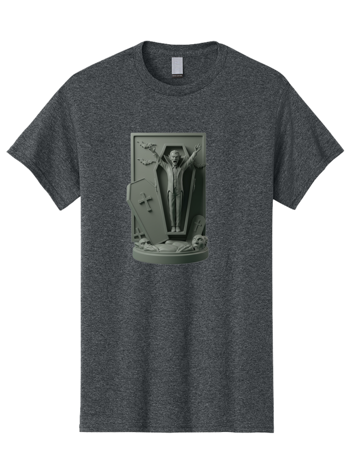Vampire-Rising Men'S Graphic Tee, 100% Cotton, Comfortable Casual Summer Wear, Machine Washable, Vampire Rising From Coffin, Undead Creature, Horror Theme, Spooky Atmosphere, Bats Flying, Cross Symbol, Undead Rising, Gothic Style, Bac544 10